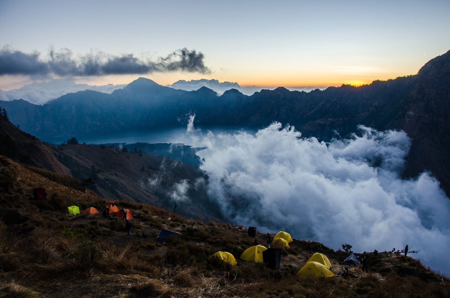Sunsets from the Mount Rinjani trekking trail are breathtaking