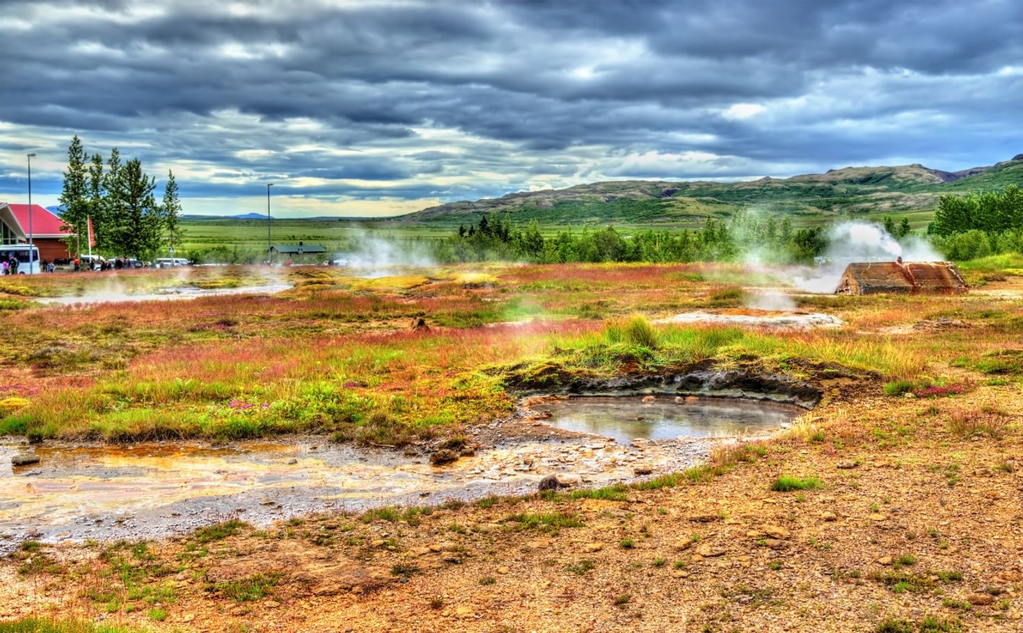 Haukadalur Valley in Iceland is home to the Great Geysir