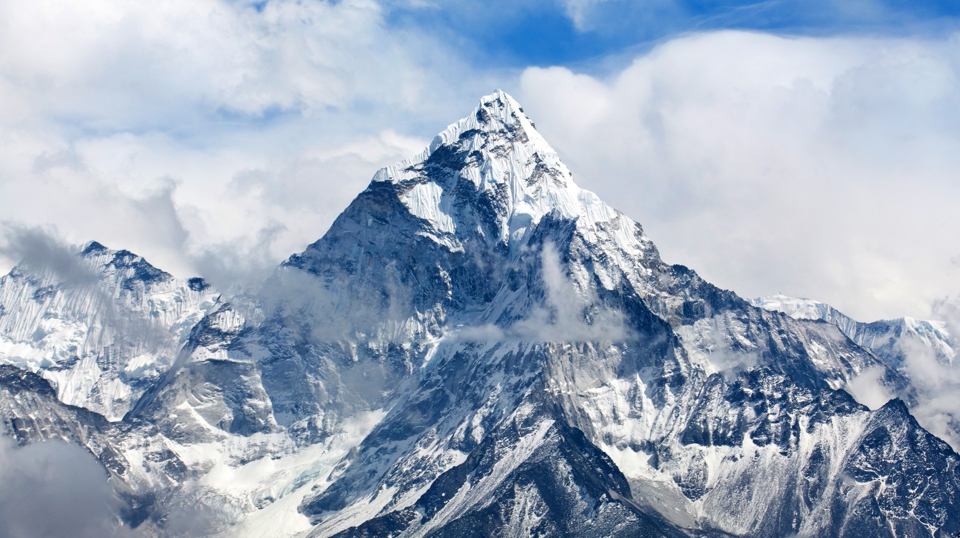 Enjoy the magnificent view of Ama Dablam Peak from Cho La pass during your trip to Nepal in December. View of Ama Dablam Peak from Cho La pass in Sagarmatha National Park in Nepal in December.