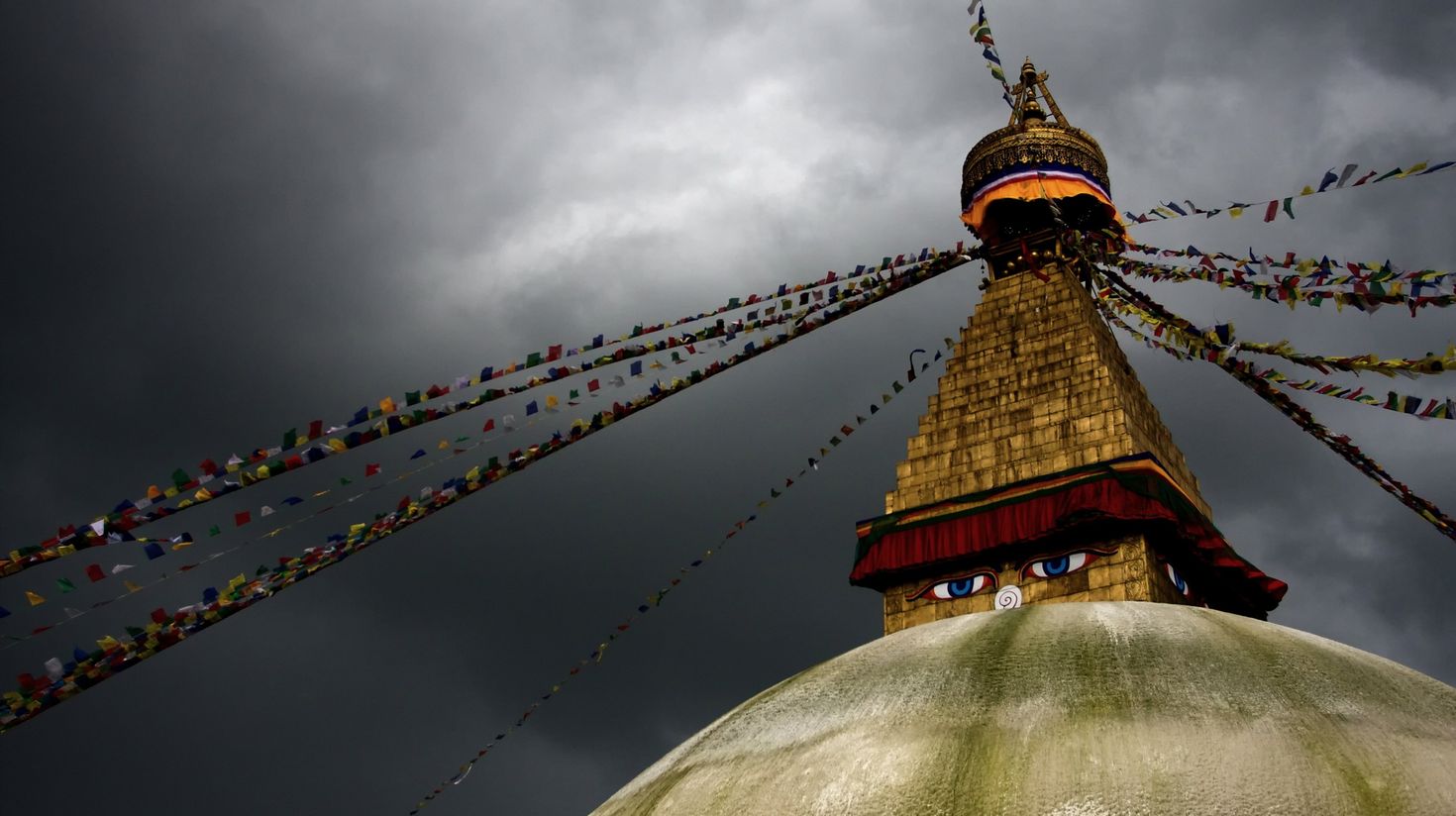 You can see dark clouds while sightseeing as it is monsoon season in Nepal.