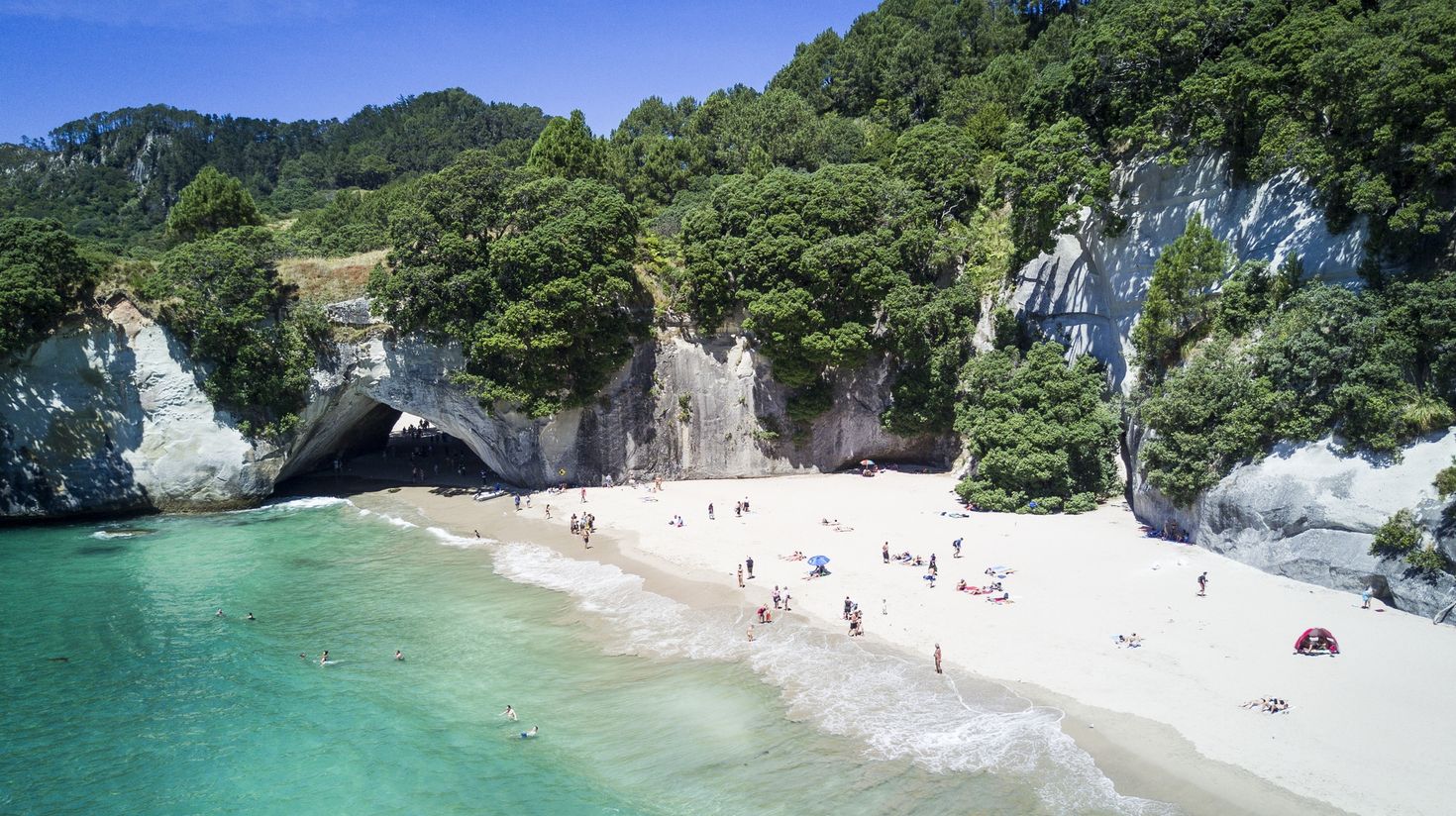 Swim at Coromandel Peninsula in New Zealand.