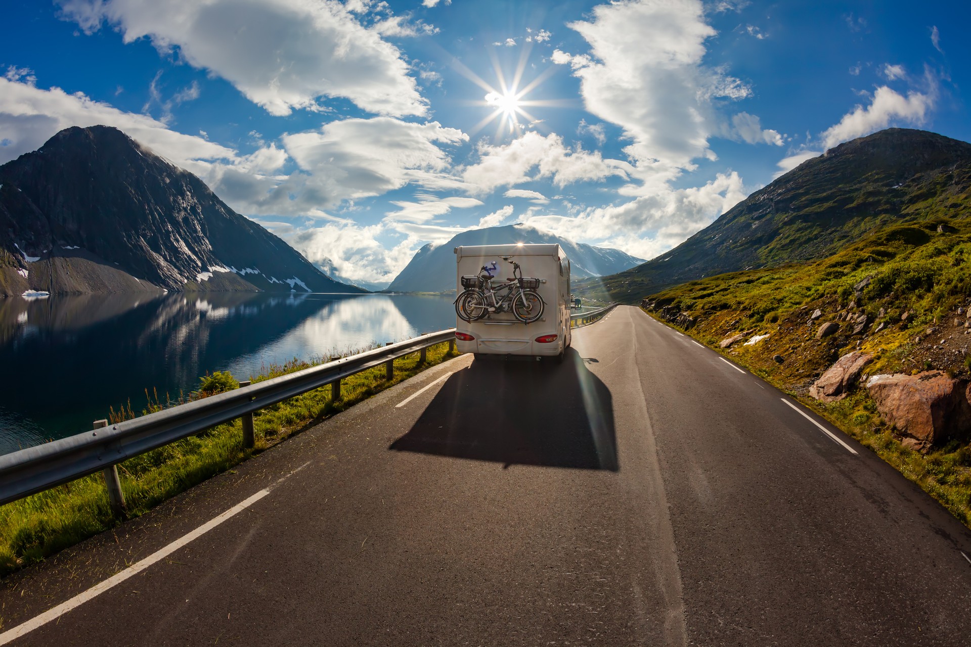 Family vacation travel in a RV in Norway in August.