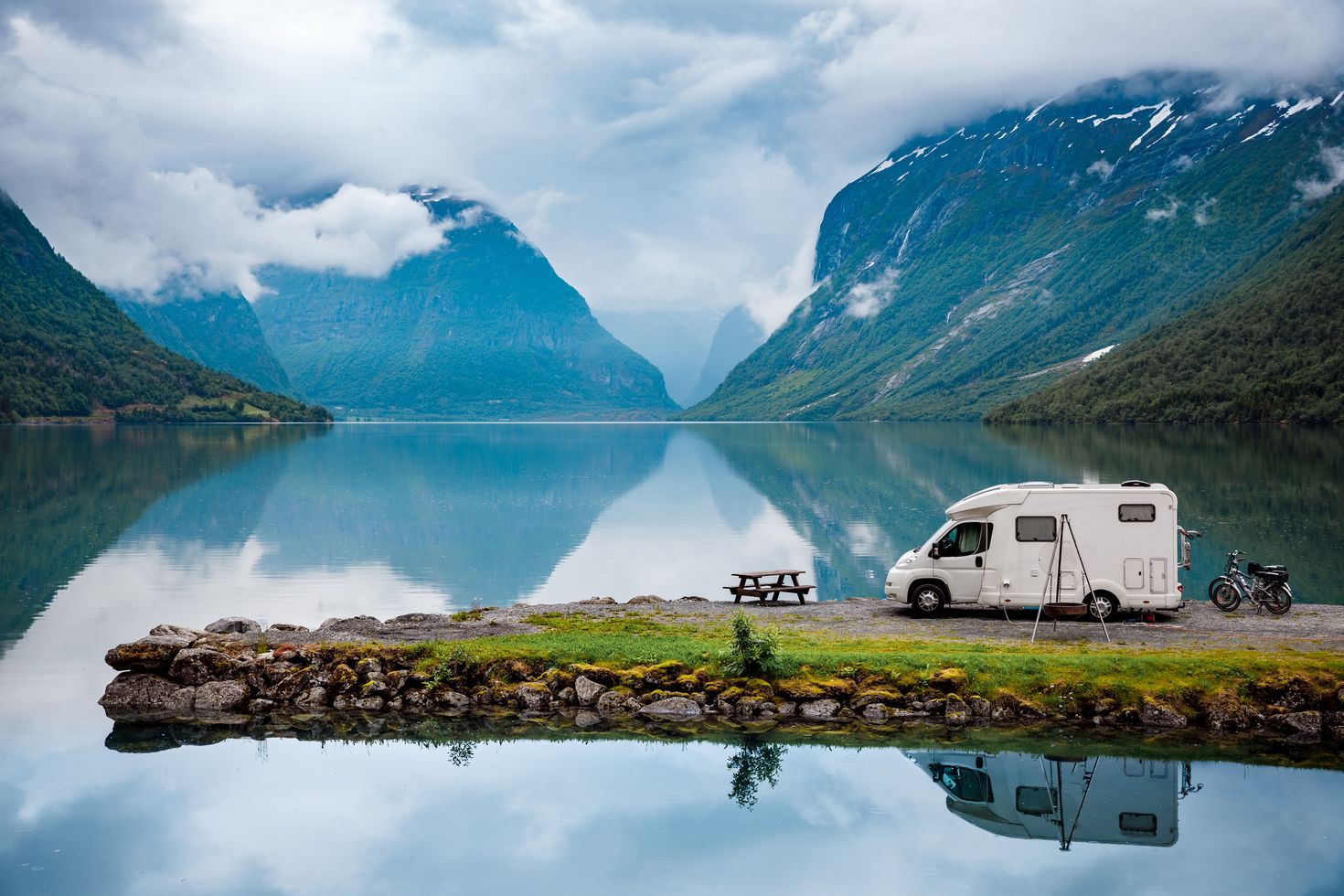 RV near a lake in Norway