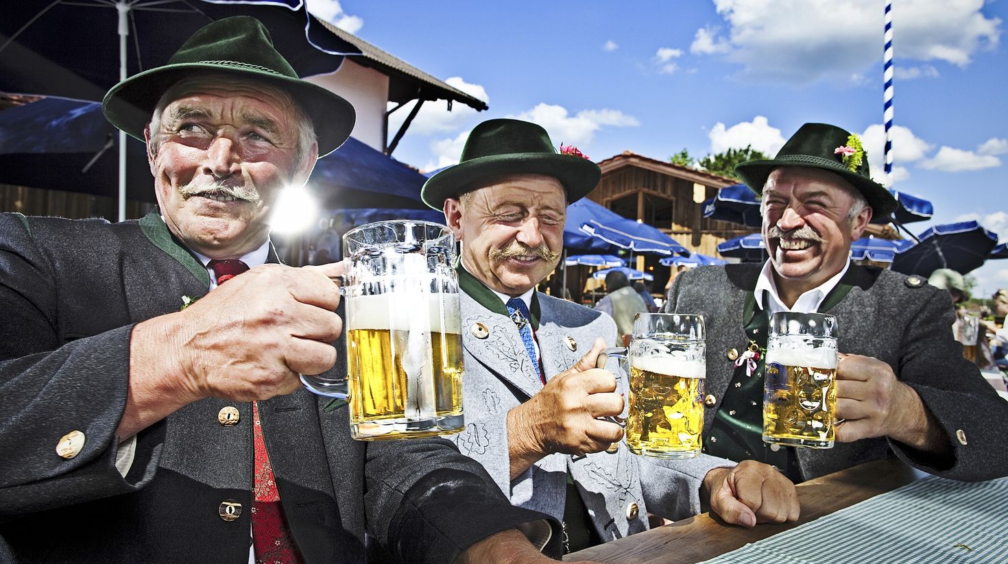 Beer drinking Bavarian Men at Oktoberfest