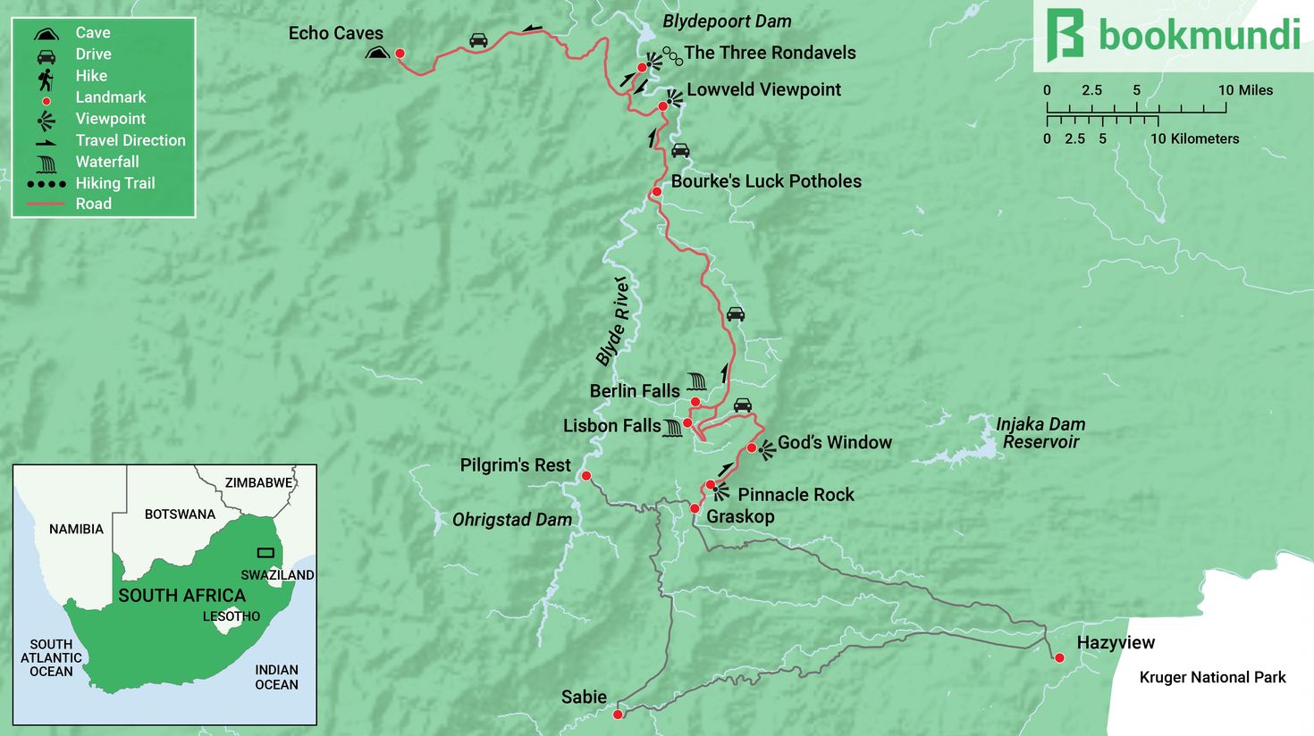 Panorama Route Map in South Africa