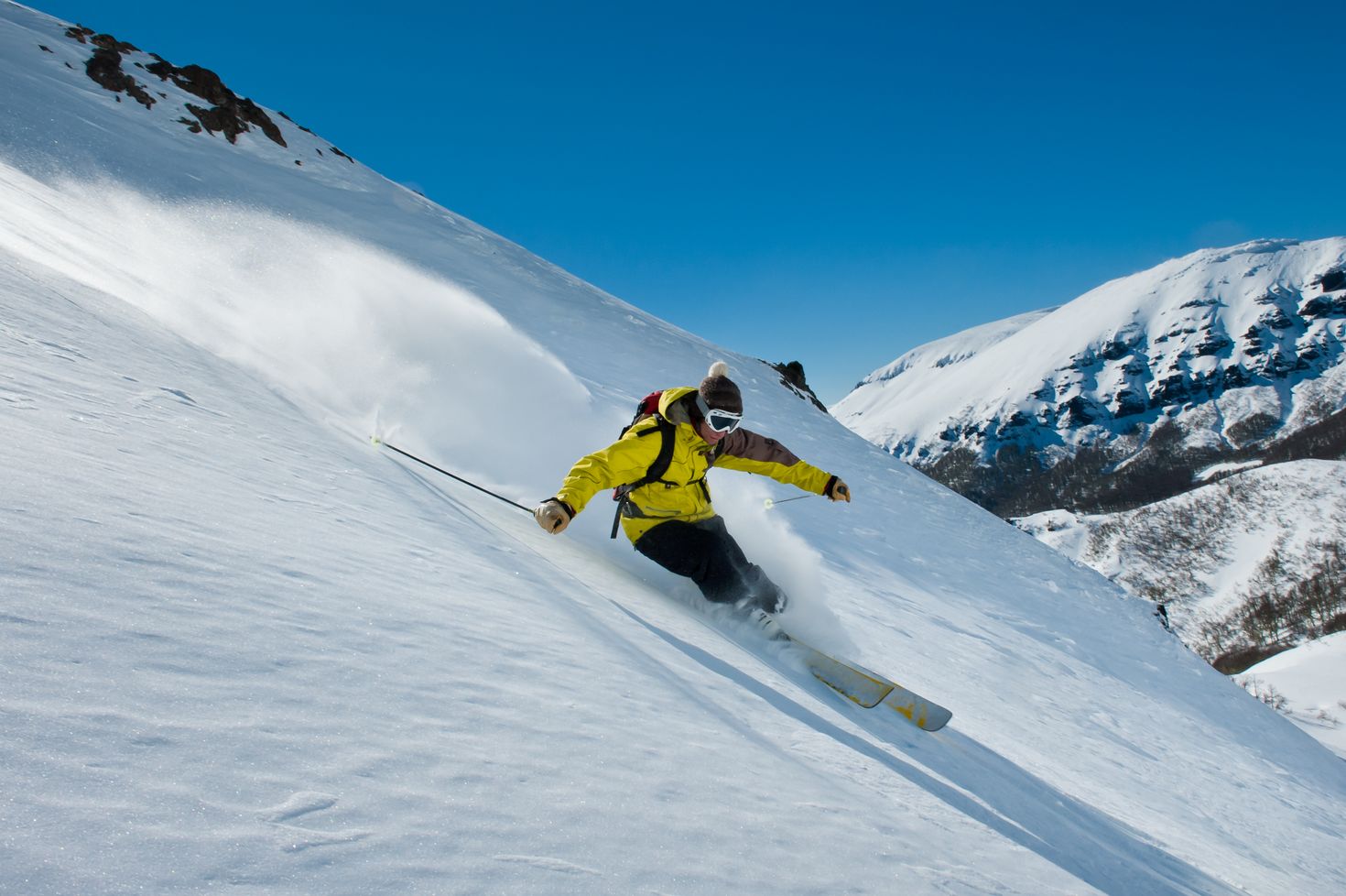 A man skiing in Patagonia during July.