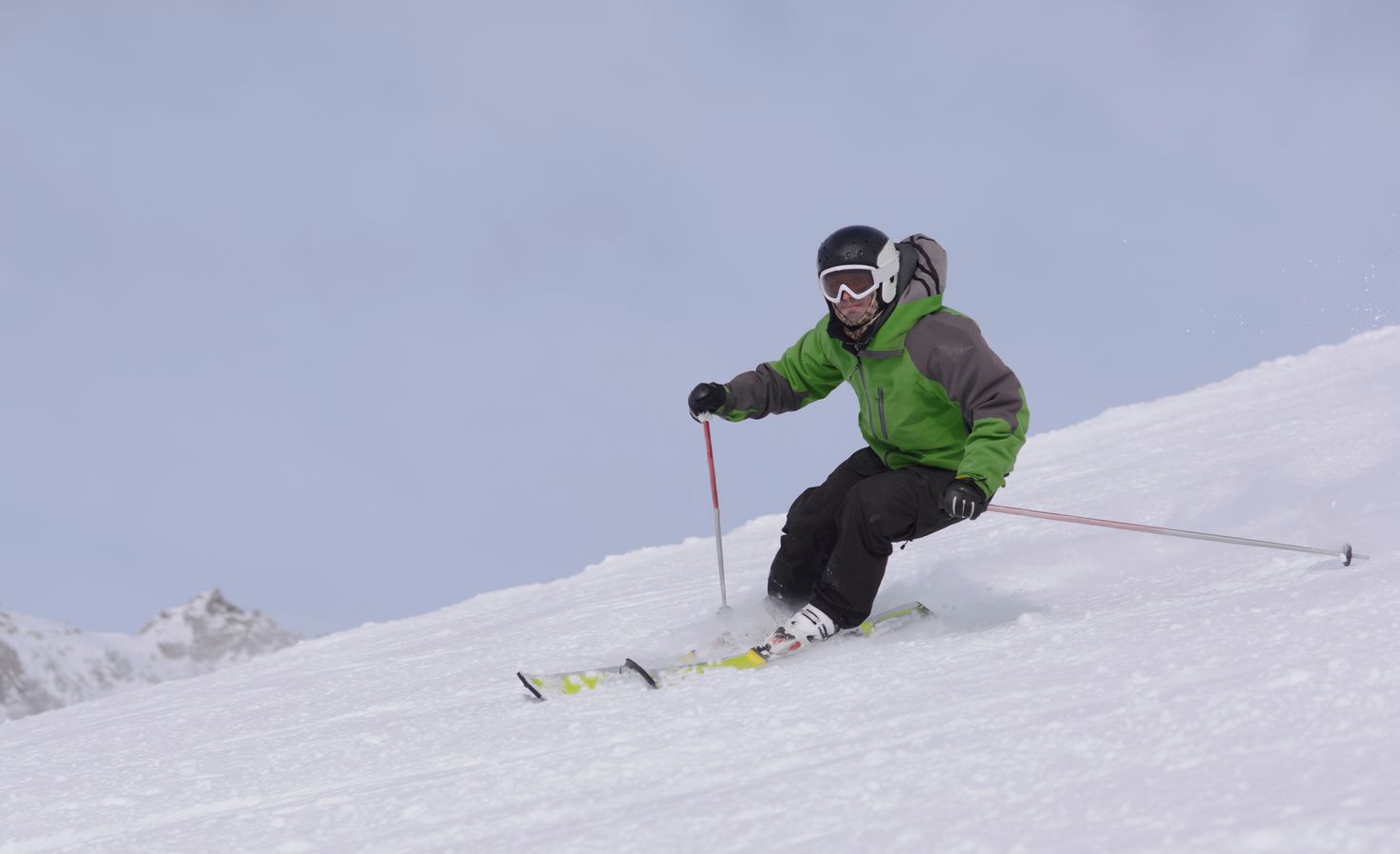 A man enjoying skiing in Patagonia in June.