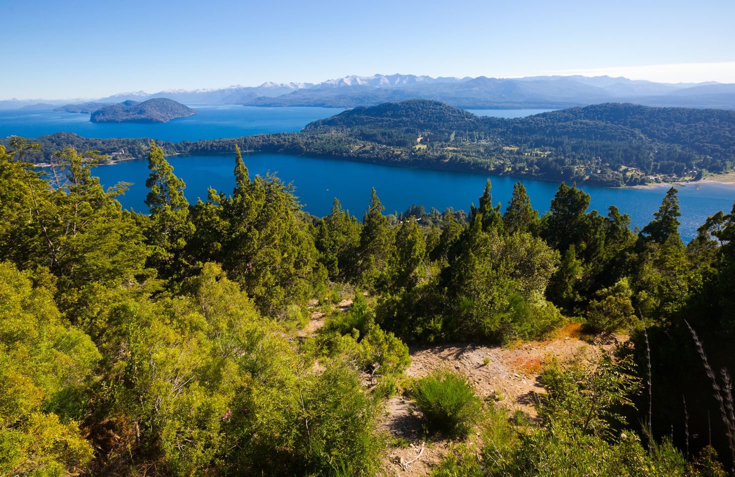 Clear weather in Lago Nahuel Huapi in Argentine Patagonia.