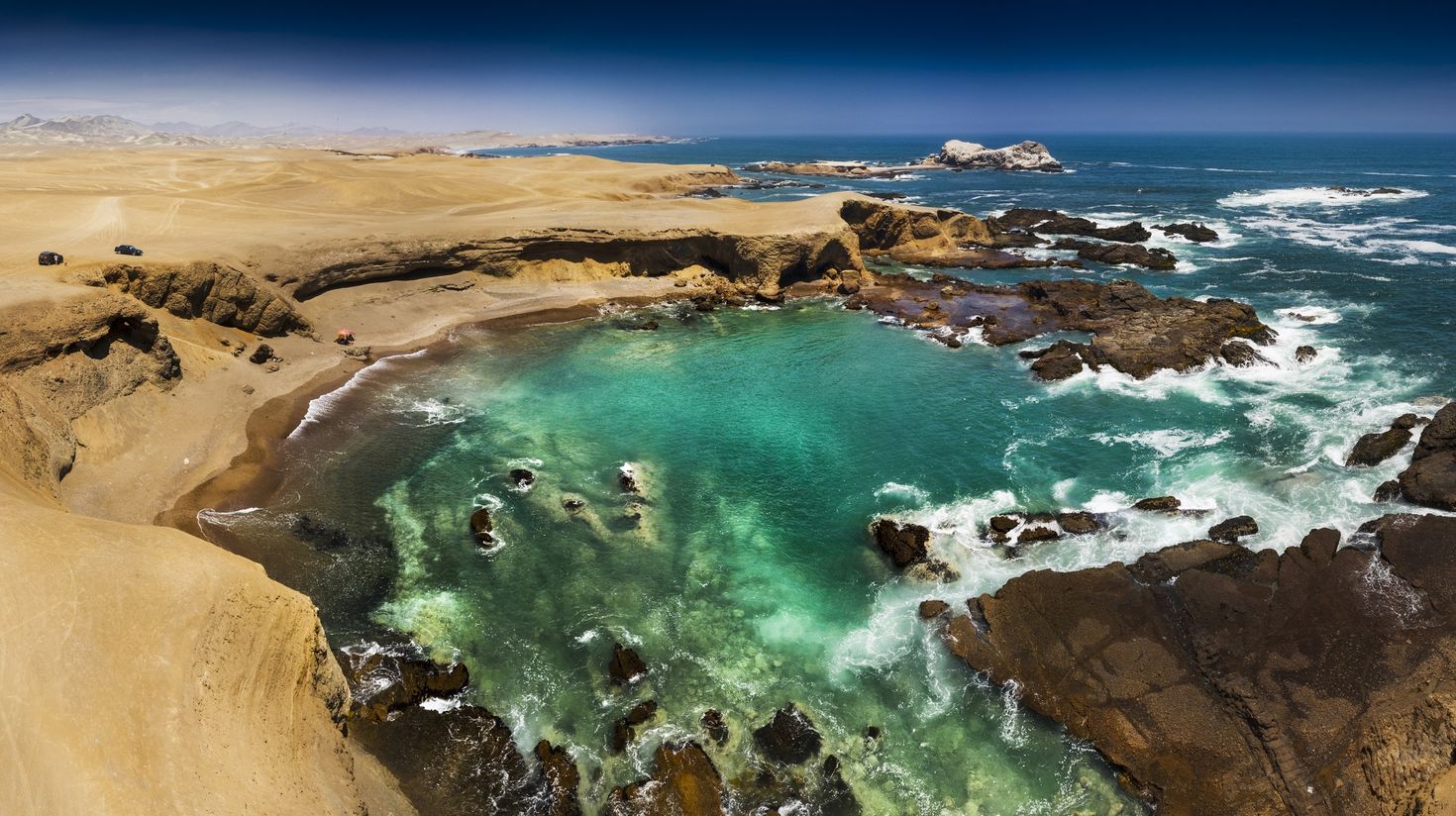 Rocky beach in Huarmey, Ancach region, Peru