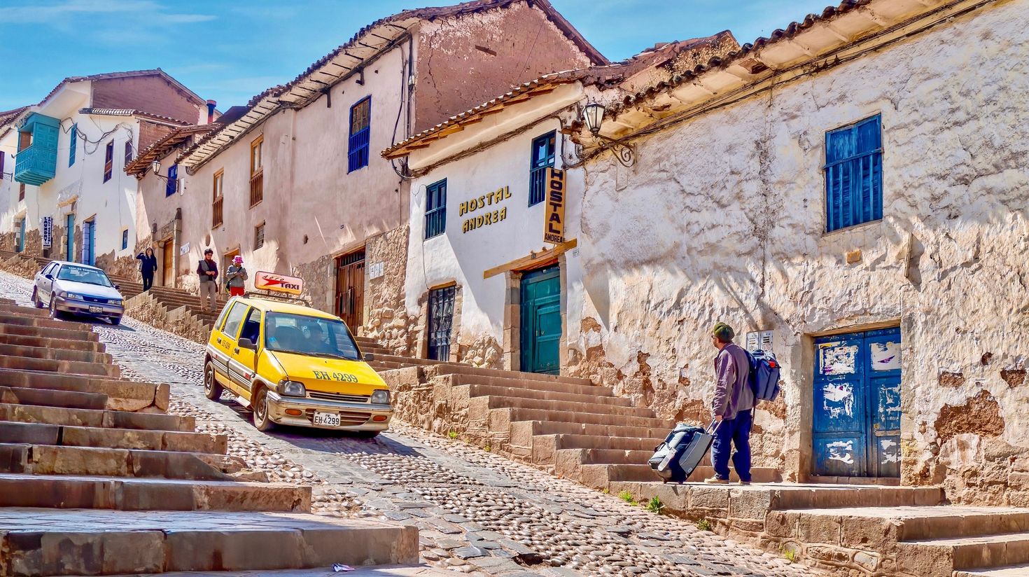 A quaint, rustic old street in the historic center of Cusco