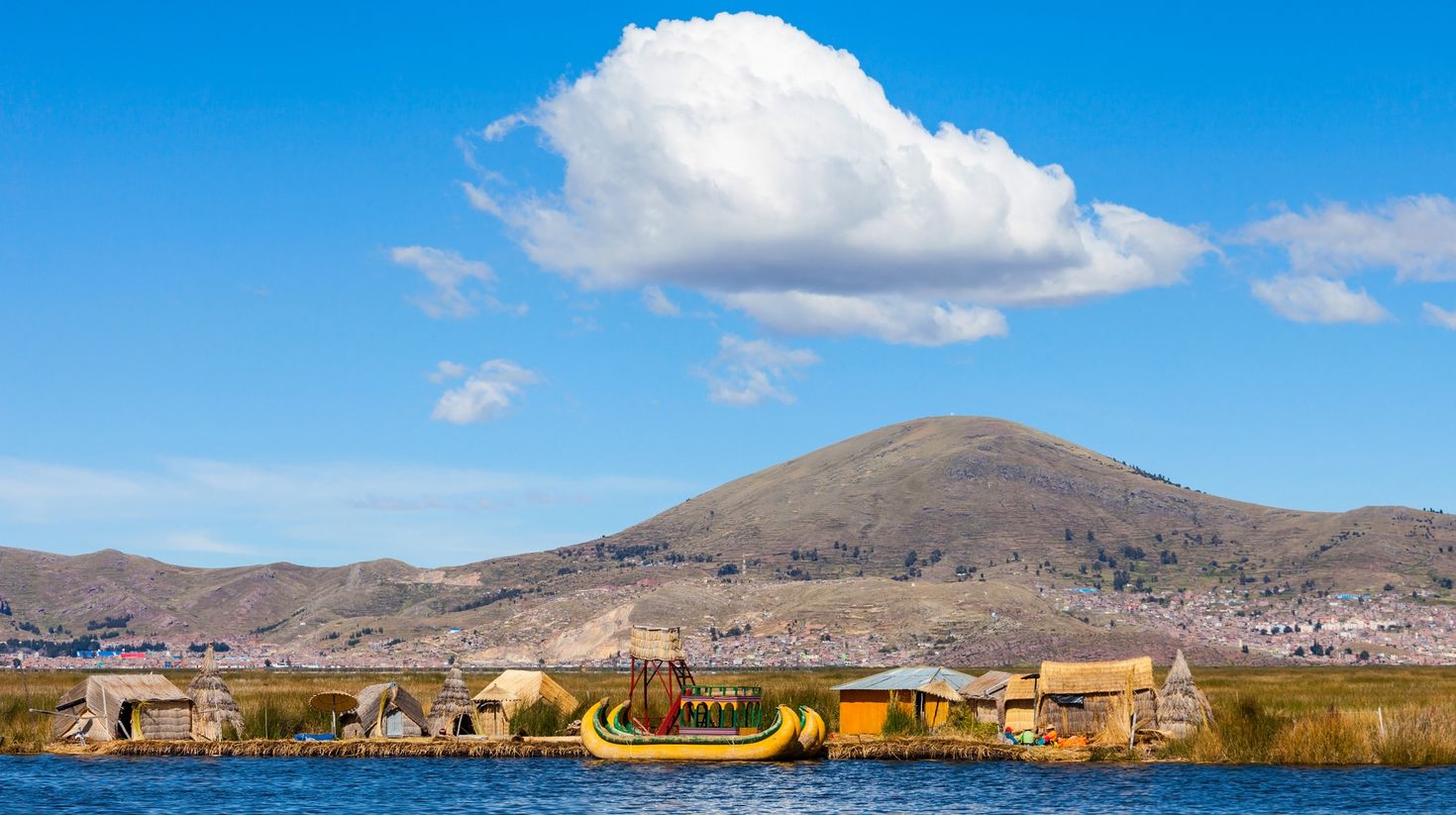 The floating islands of Lake Titicaca, Peru in January