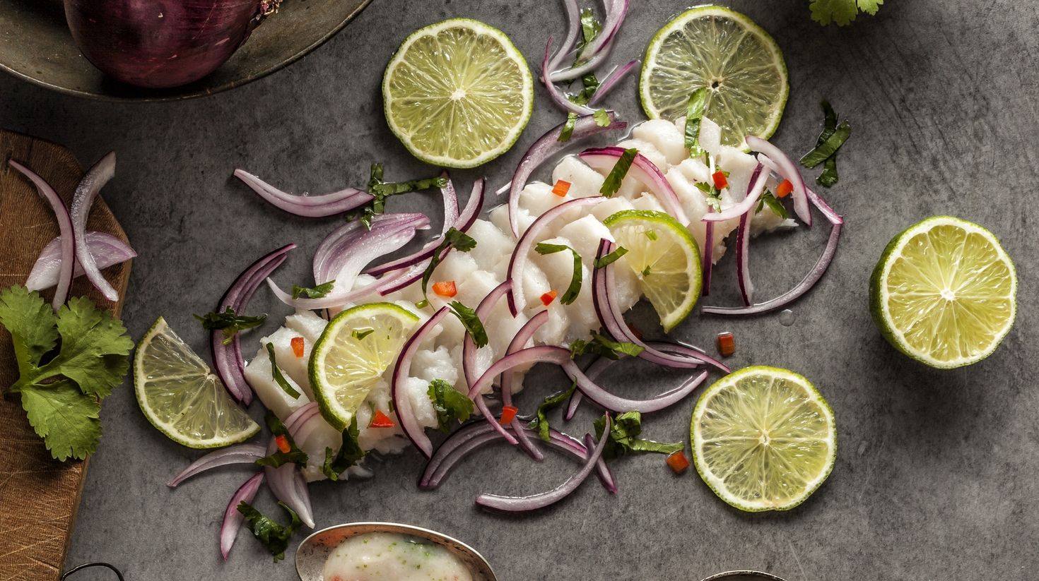 Ceviche seafood dish.