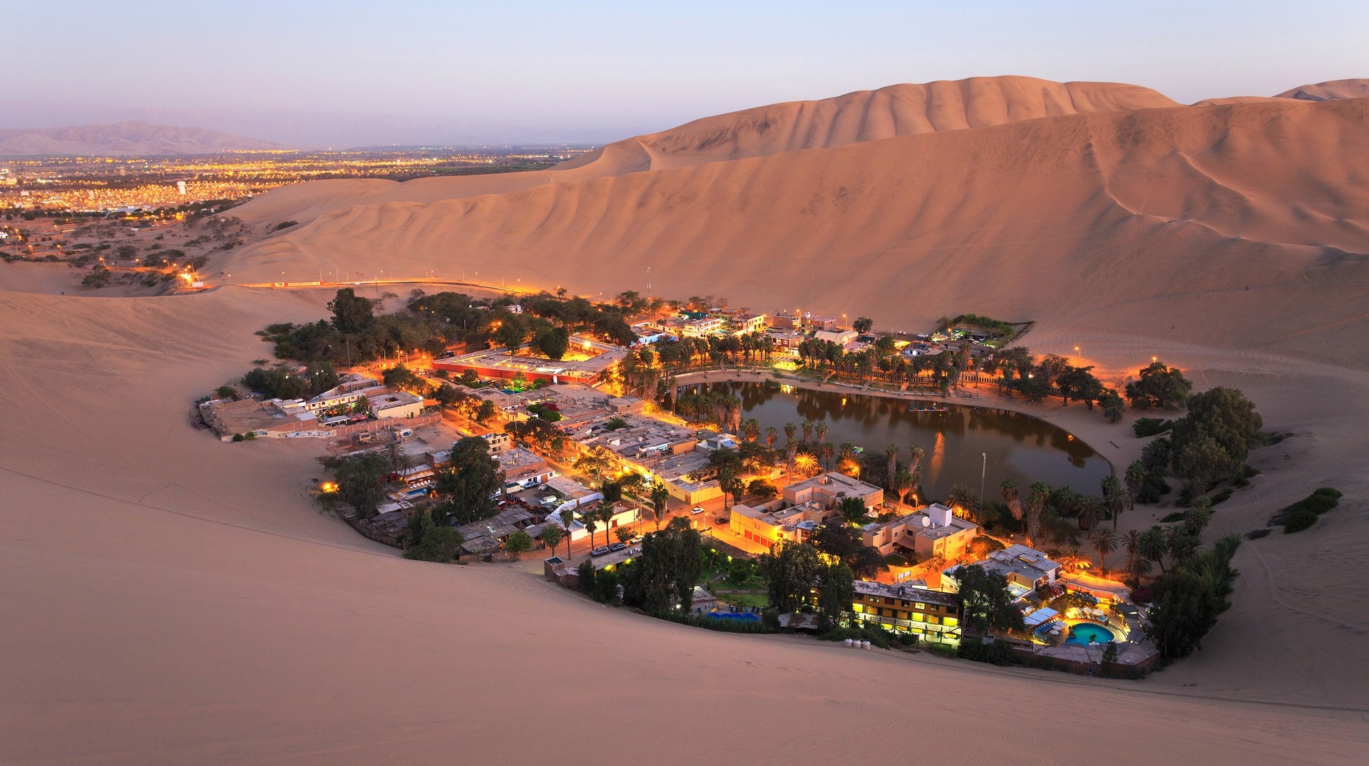 Vibrant aesthetics of the Atacaman Oasis Atacama Desert, Oasis of Huacachina, Peru in November