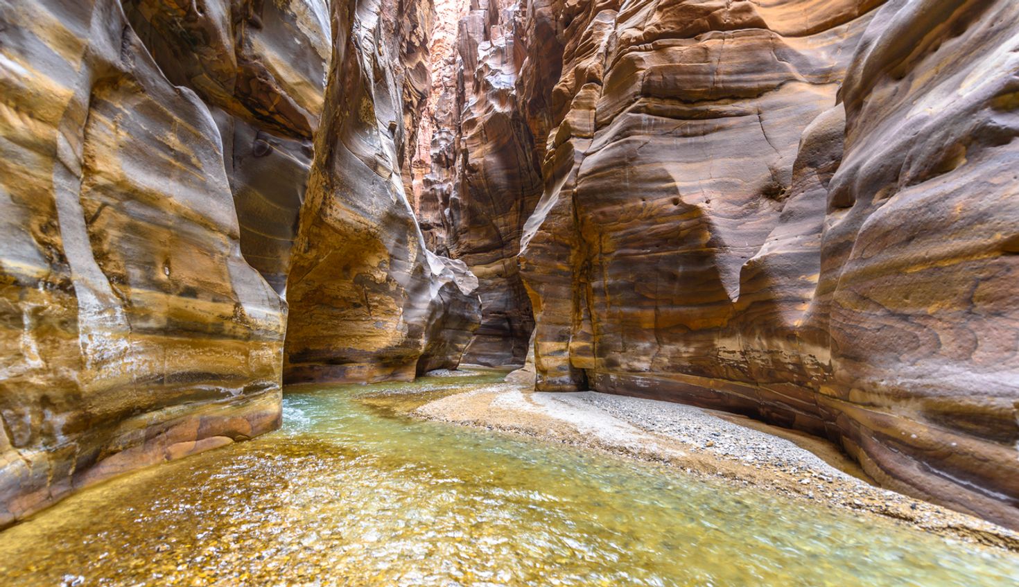 The view of Mujib Reserve located in the mountainous landscape in Jordan.