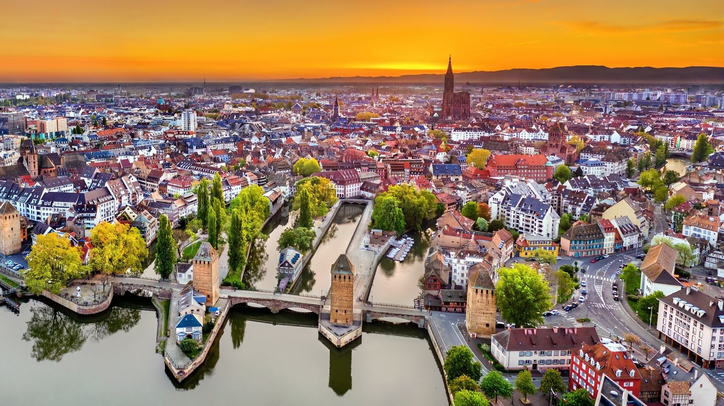 Ponts Couverts Bridges and historic quarter Petite France in Strasbourg