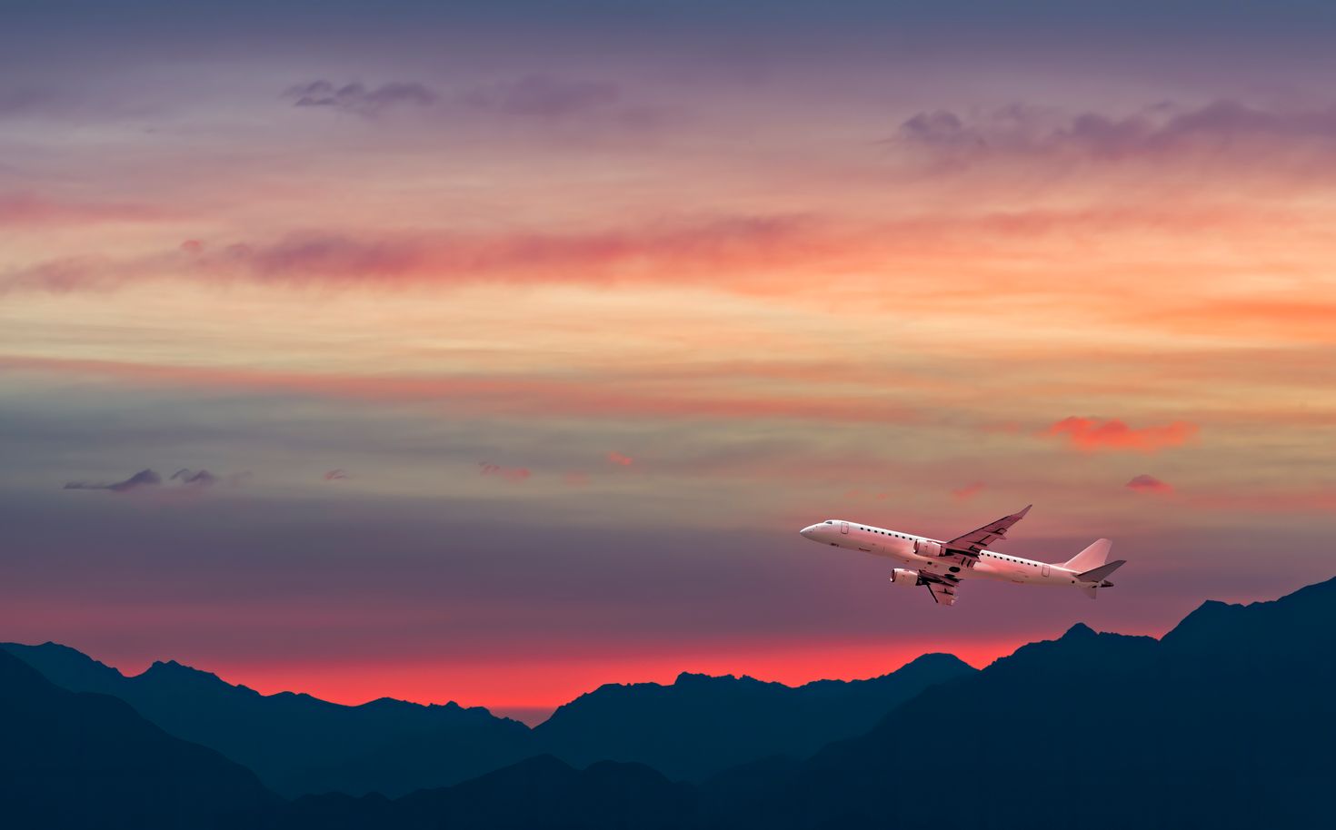 A plane flying near Aqaba cities airport in Jordan.