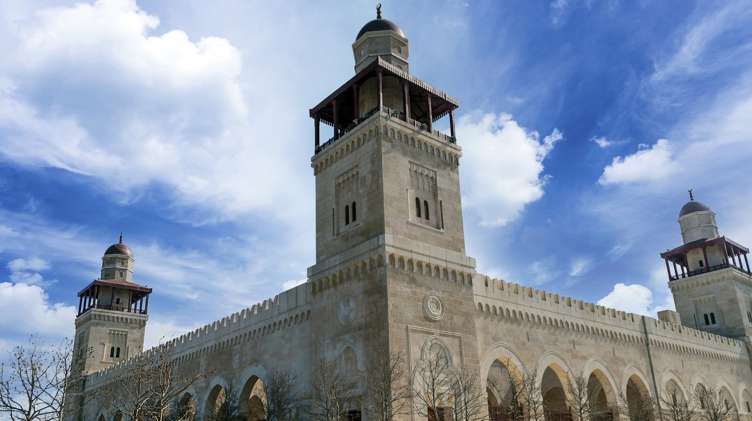 Al-Husseini mosque in a sunny day at Amman in Jordan.