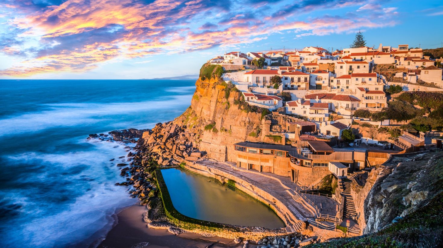 beautiful place in Azenhas do mar, in Sintra, near Lisbon on a great sunset