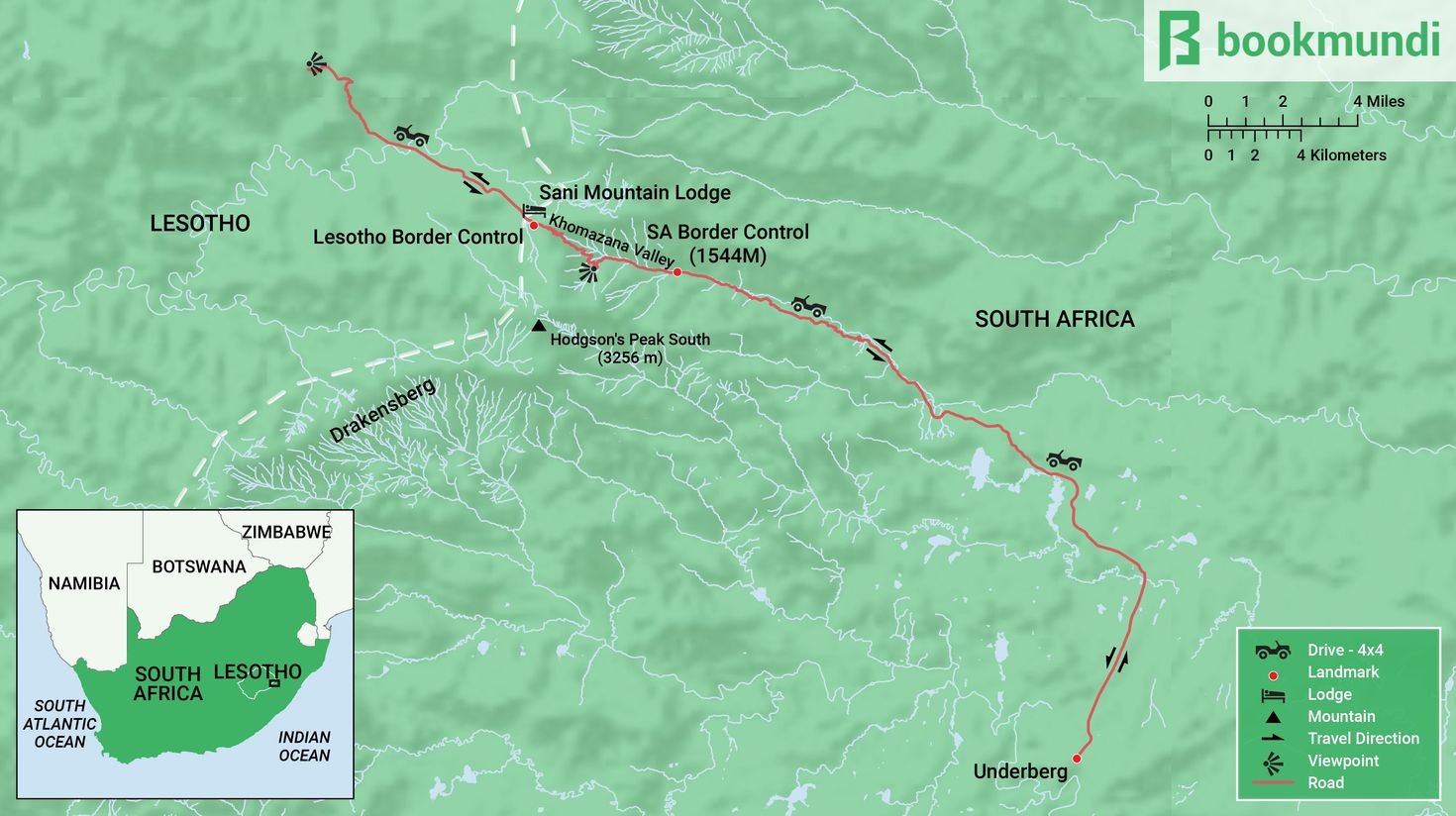 Sani Pass Drive in South Africa