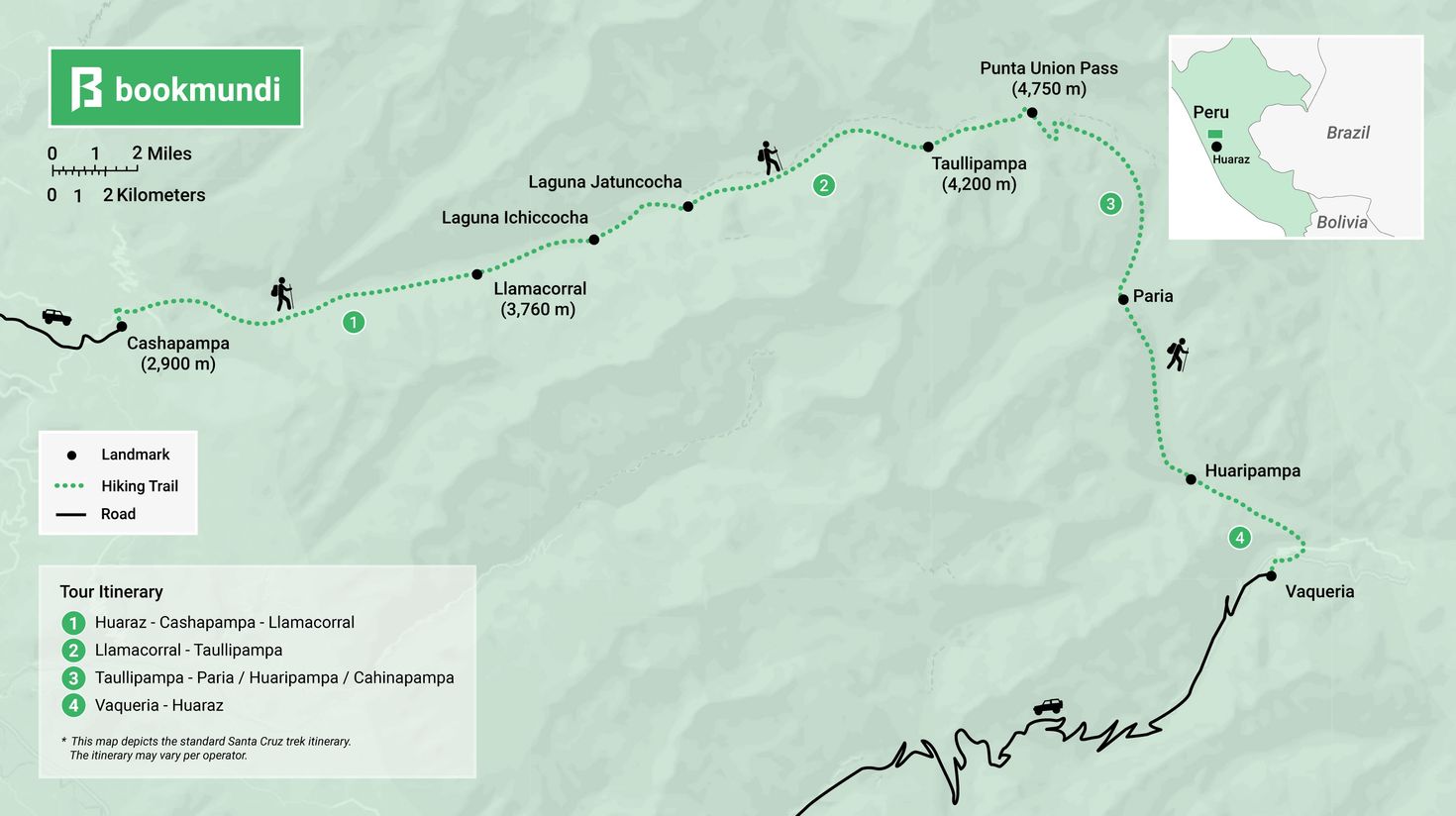 Santa Cruz Trek map