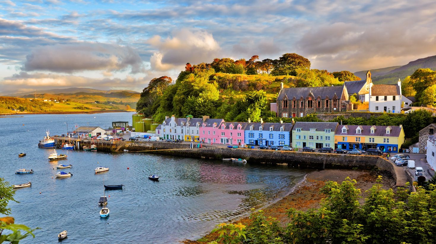 View on Portree Isle of Skye, Scotland in September