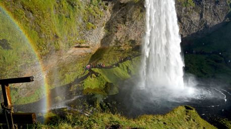 Aerial view of Seljalandsfoss waterfall