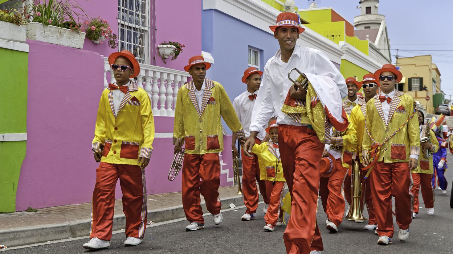 People in Cape Town celebrating the Minstrel Carnival.