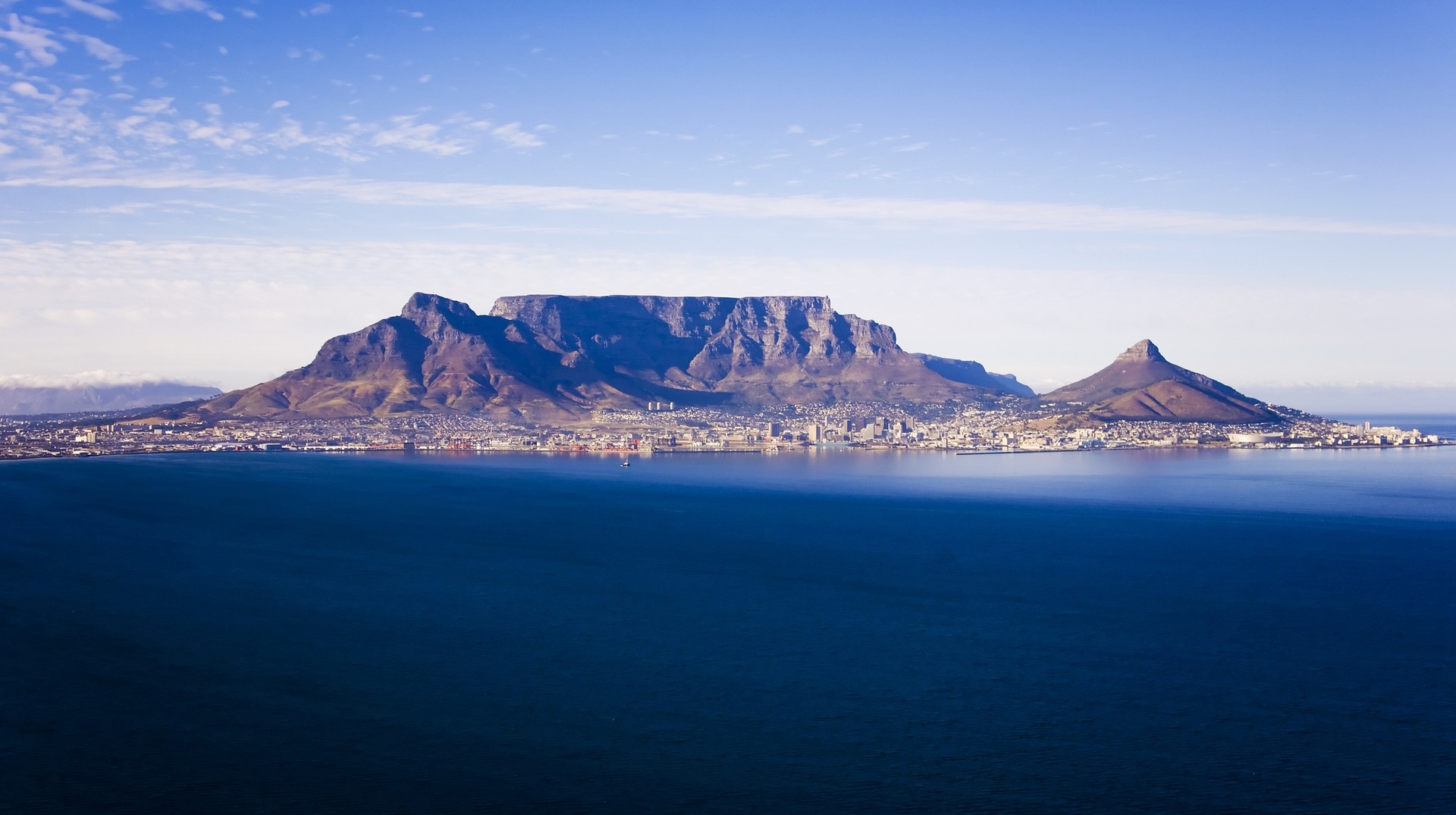 Table Mountain is one of the most popular hiking destinations in South Africa as it has many trails suitable for all ages. An aerial view of Table Mountain in South Africa in July.