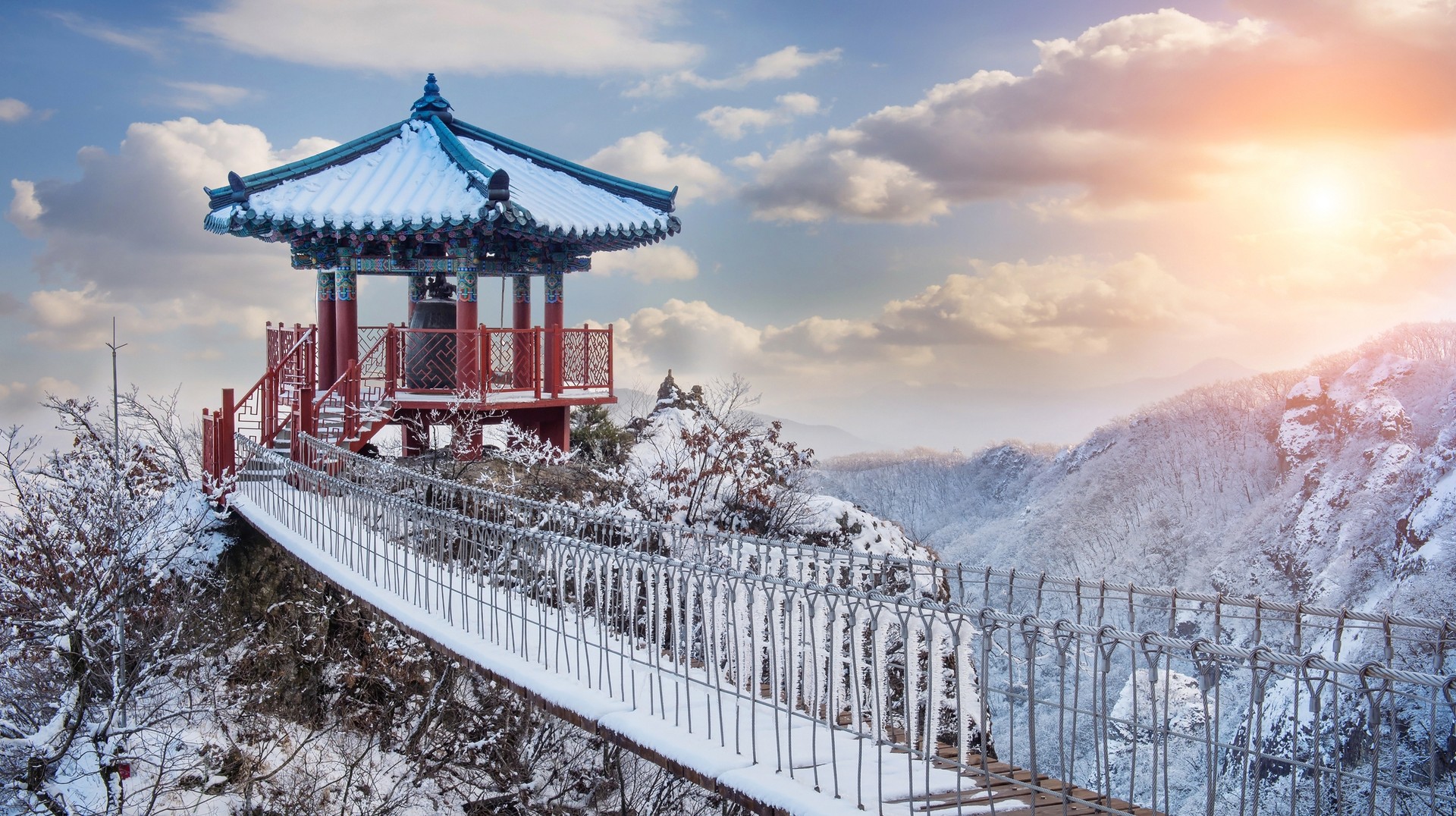 Landscape of Guemosan during winter evening in South Korea in January.