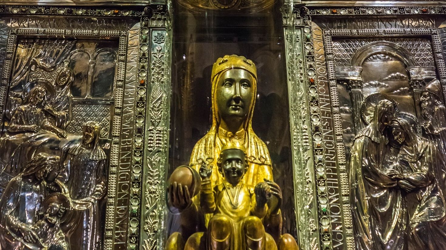 The statue of Black Madonna in Montserrat, Spain