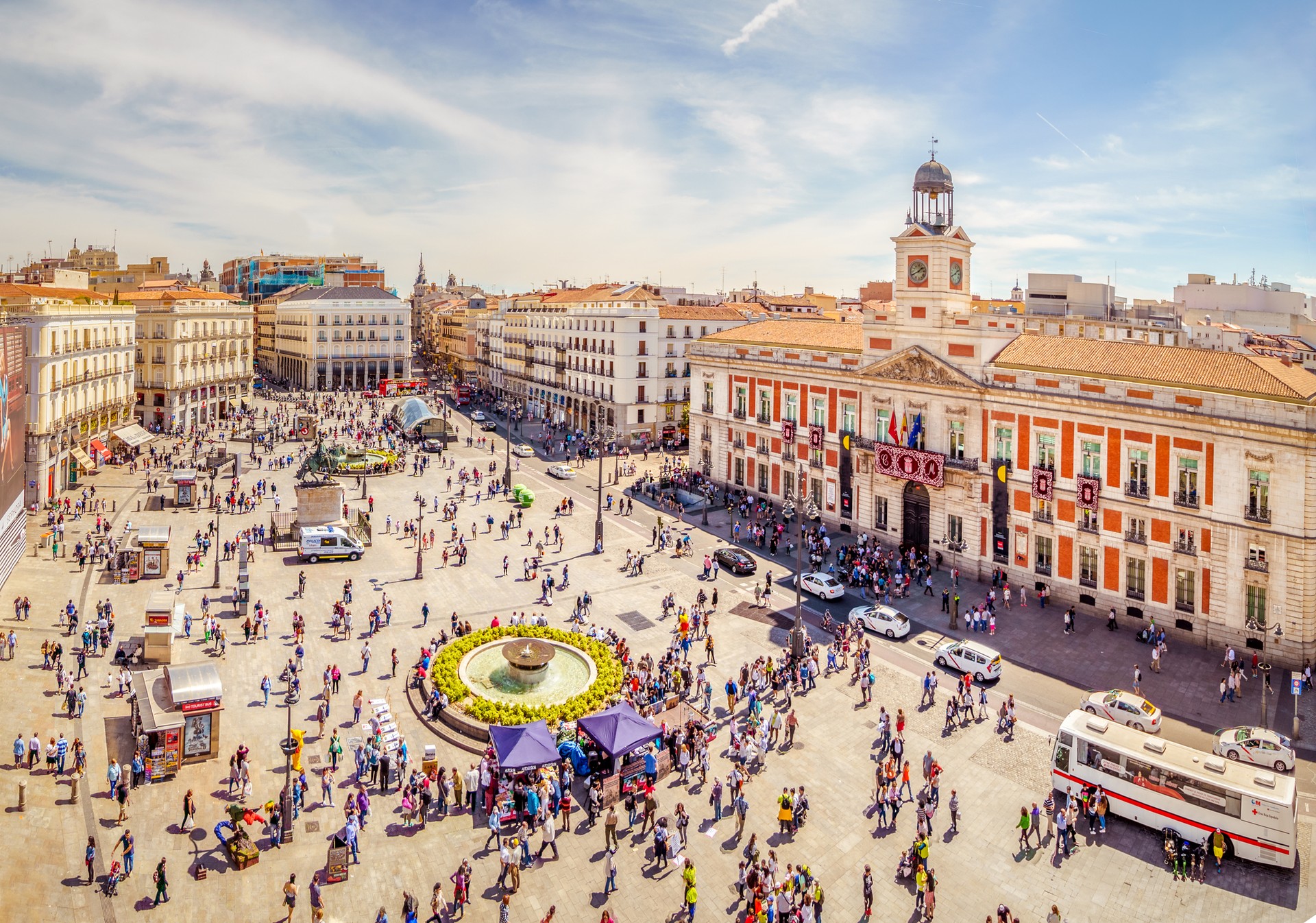 Explore the bustling La Puerta del Sol in Madrid as a highlight o Visit the busy La Puerta del Sol in Madrid when spending 5 days in Spain.