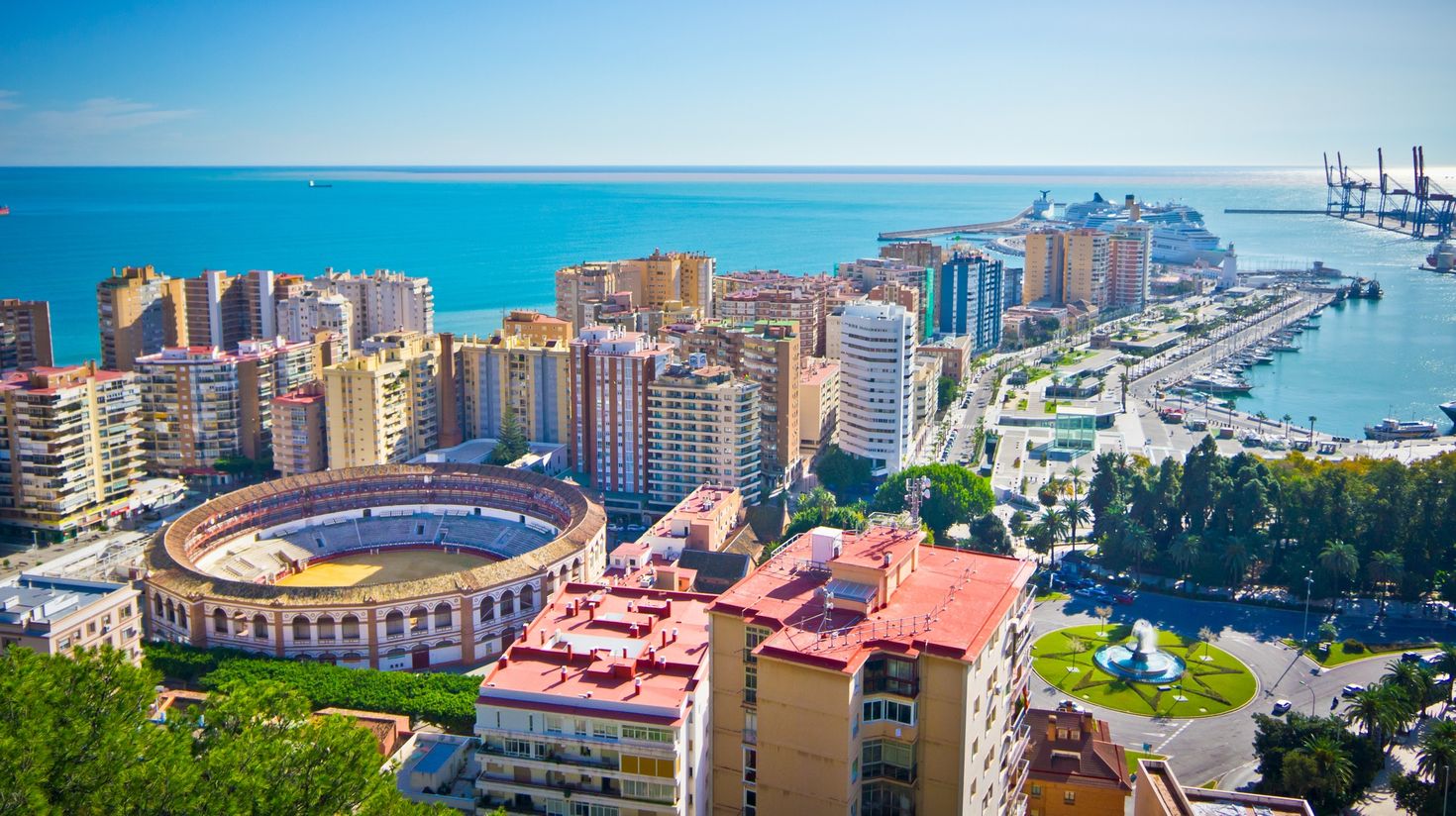 Beautiful view of Malaga city, Spain