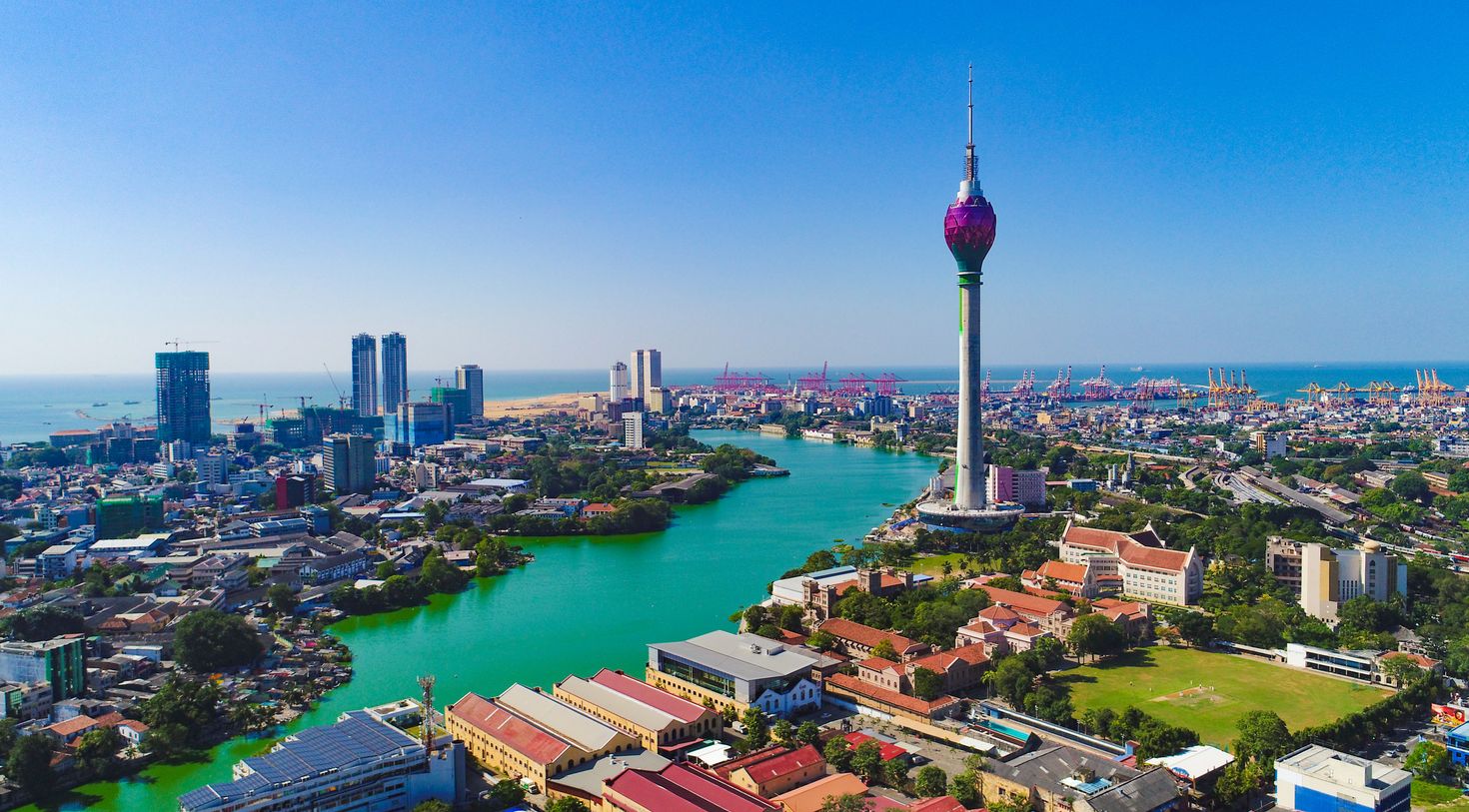 The aerial view of the city of Colombo