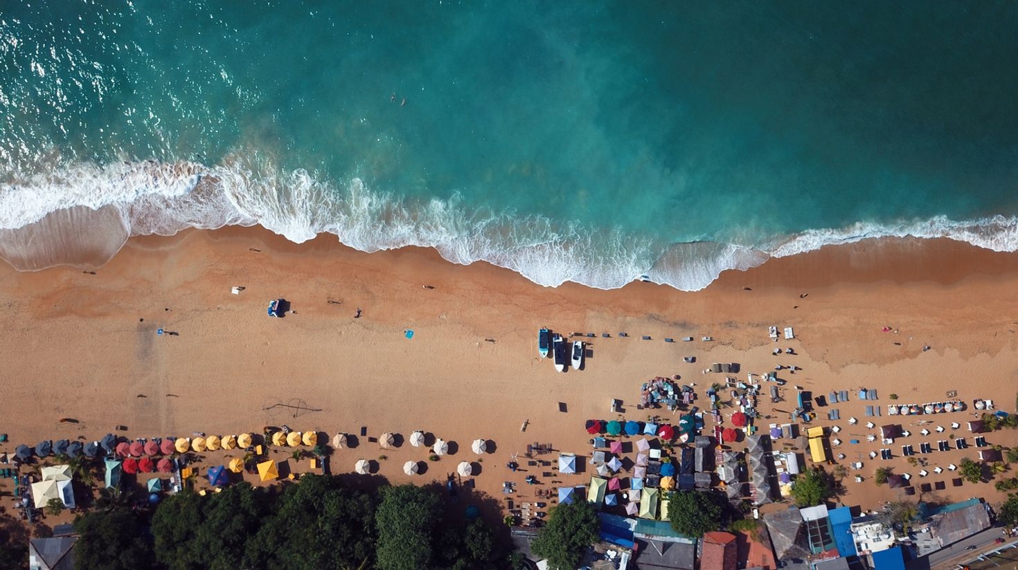 Beach coastline in Unawatuna, Sri Lanka in December