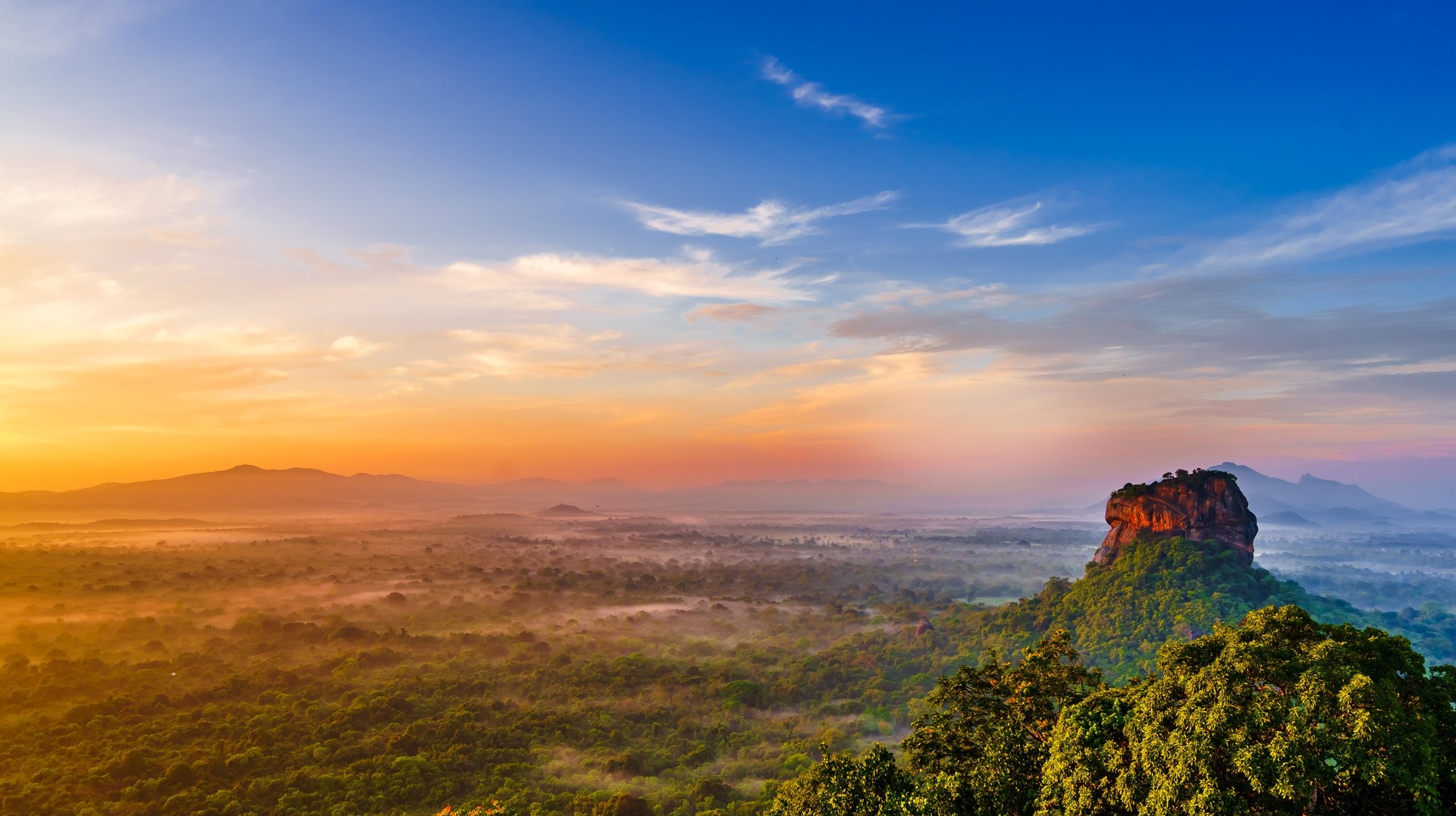 Sigiriya is an amazing hiking destination in Sri Lanka. Sunrise view at Sigiriya in Sri Lanka in March.