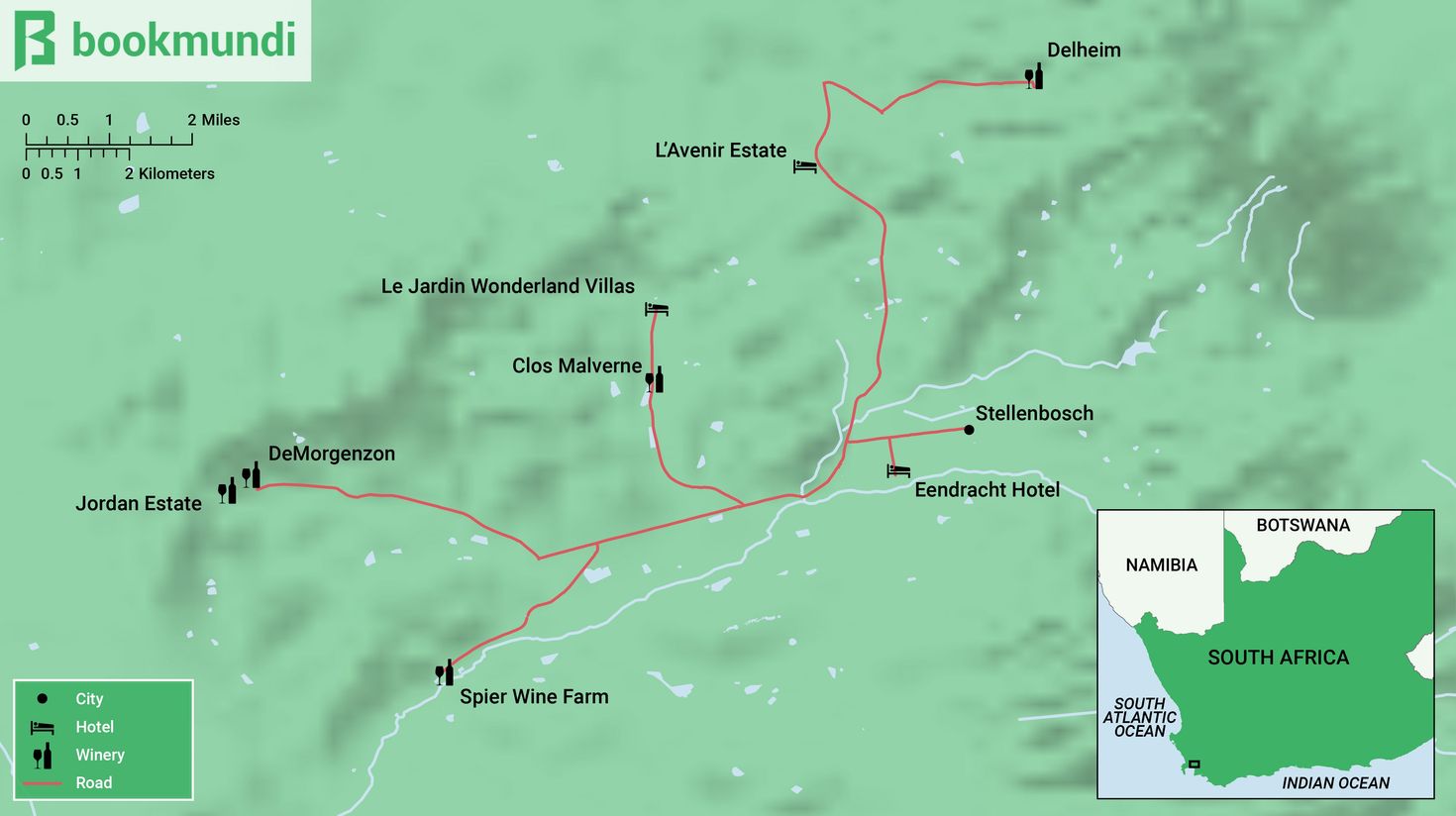 Stellenbosch Wine Tour Map