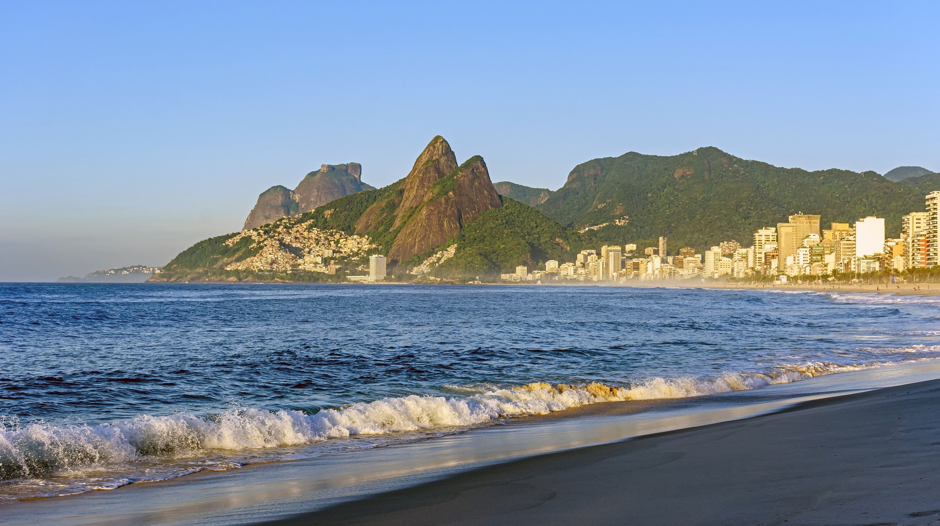 Dawn at Ipanema beach in Rio de Janeiro during summer in Brazil.