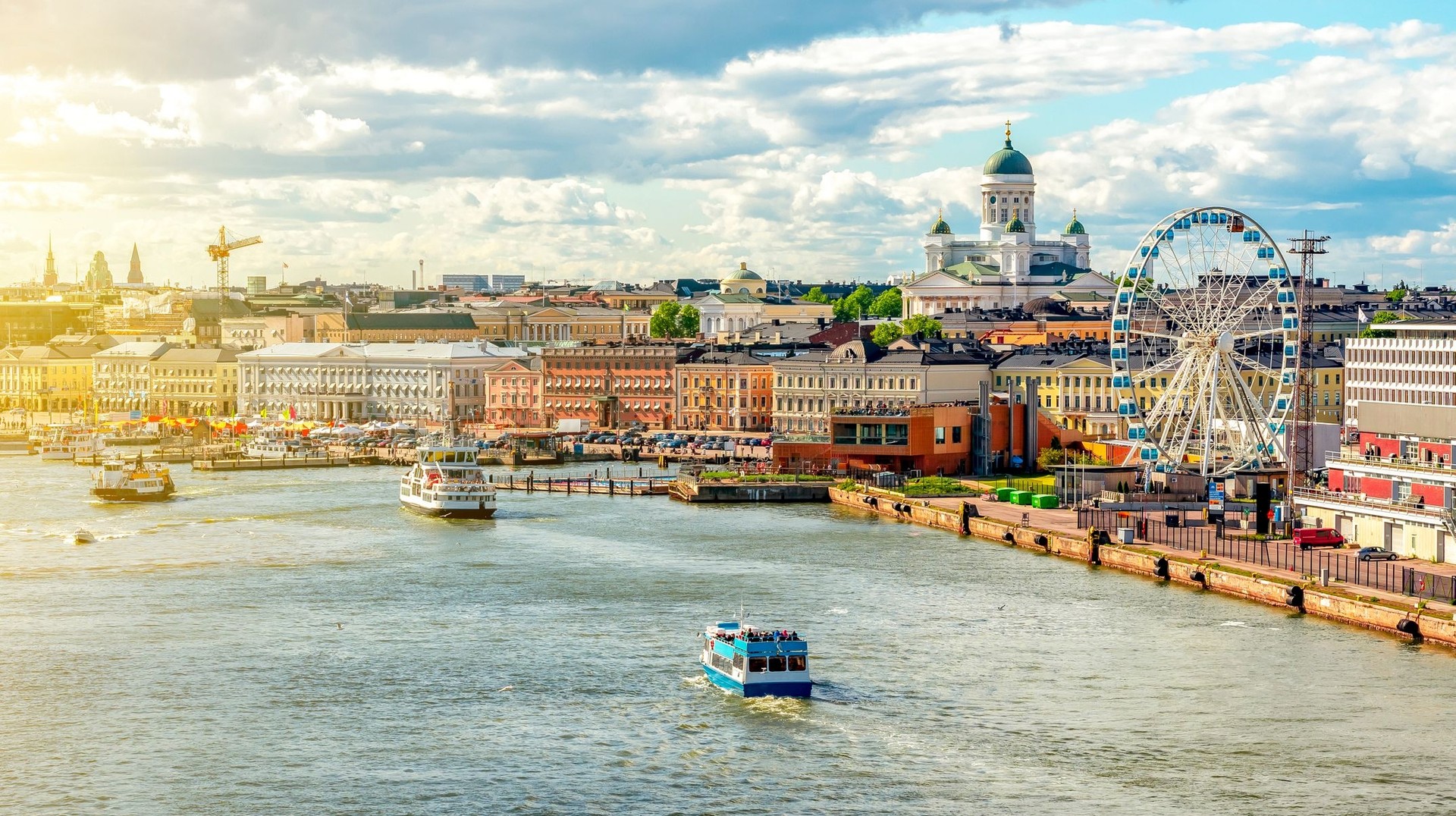 Cityscape of Helsinki on a cloudy day during summer in Finland.