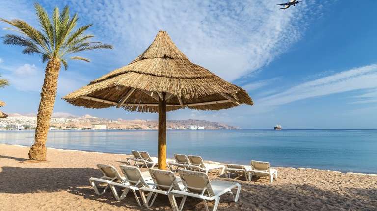 The beach at Eilat during summer in Israel