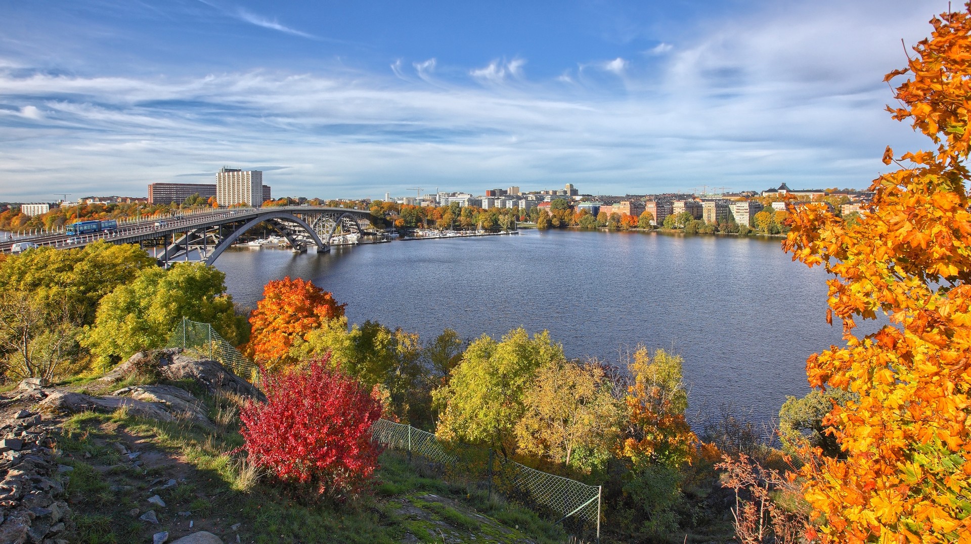 Stockholm with autumn leaves at Sweden in September.