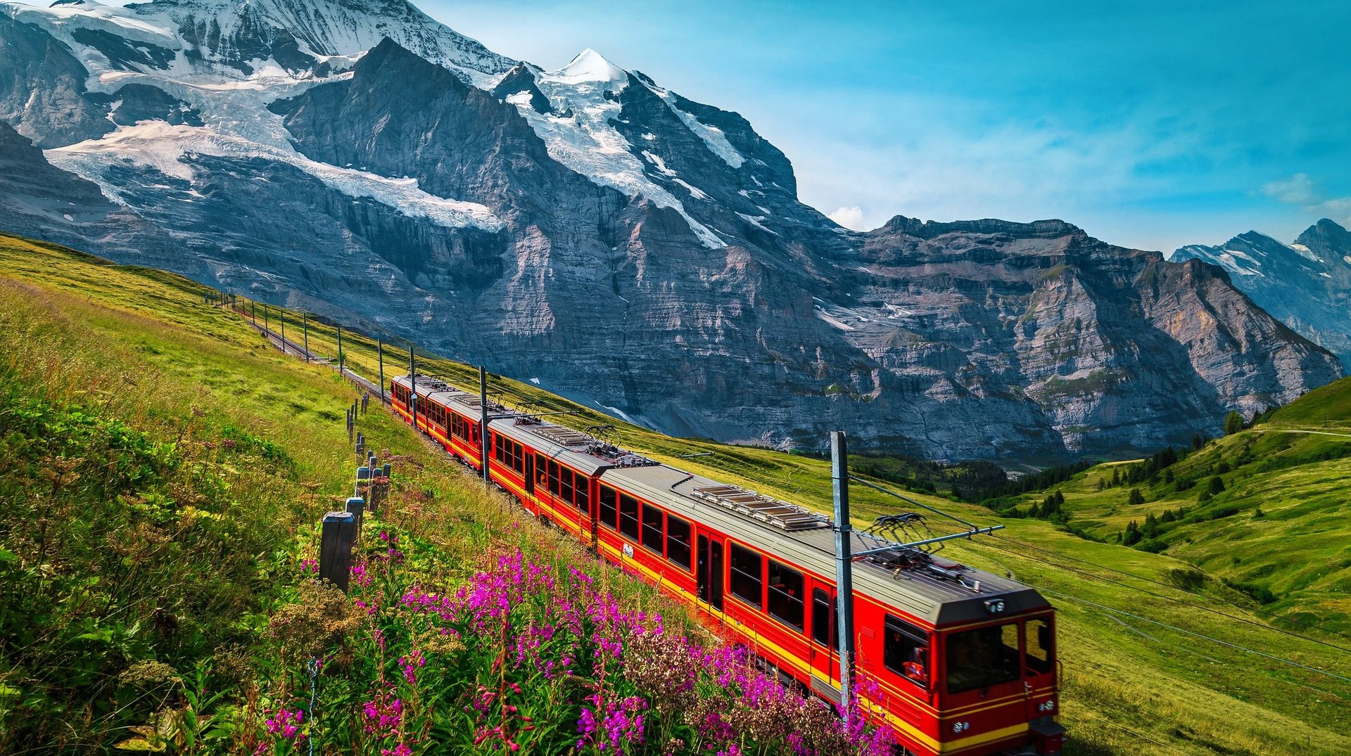 A train ride is one of the best ways to view the mountains at Jungfrau. Hop on an electric train in Jungfrau while spending 12 days in Switzerland.