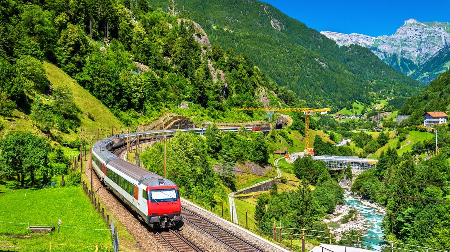 Take a train ride on Gotthard Railway in April.