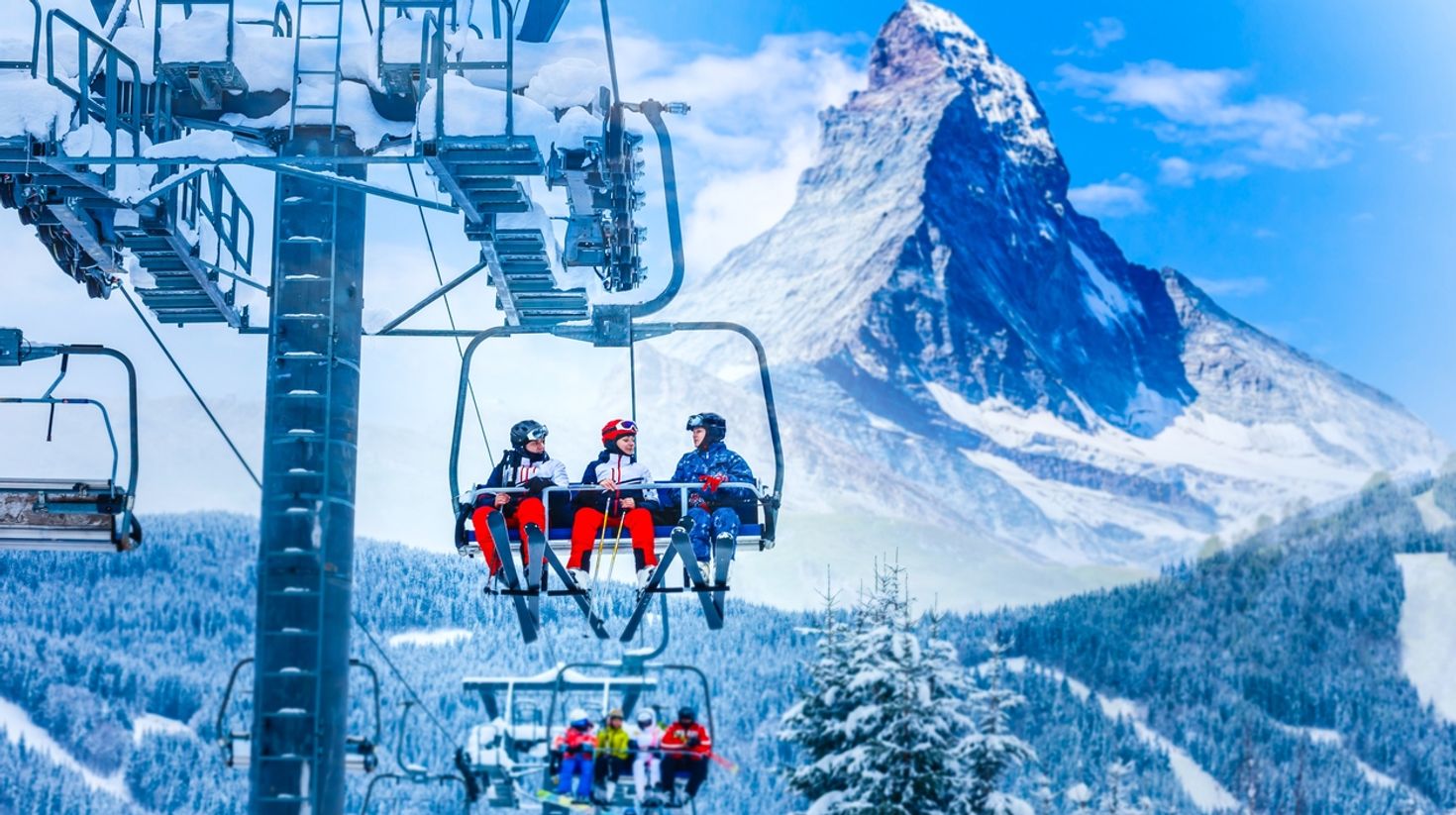 After skiing down the slopes in Alps, a cable car is great to head back.