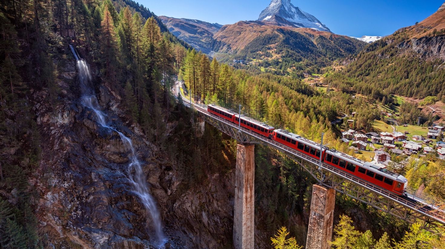 You can get amazing views of the nature in Switzerland while on a train.