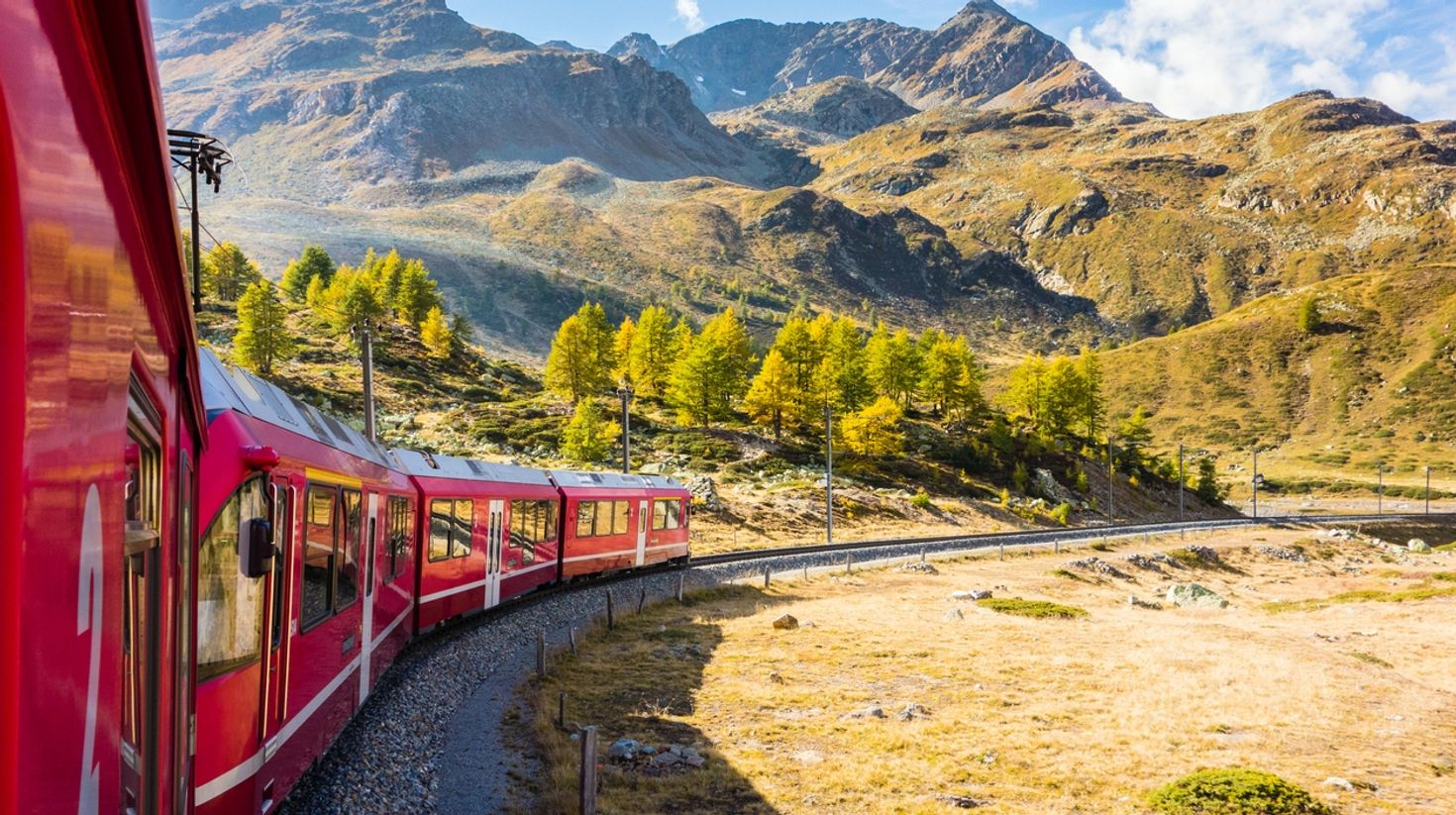 You can catch a train ride on the Bernina Express in Switzerland.