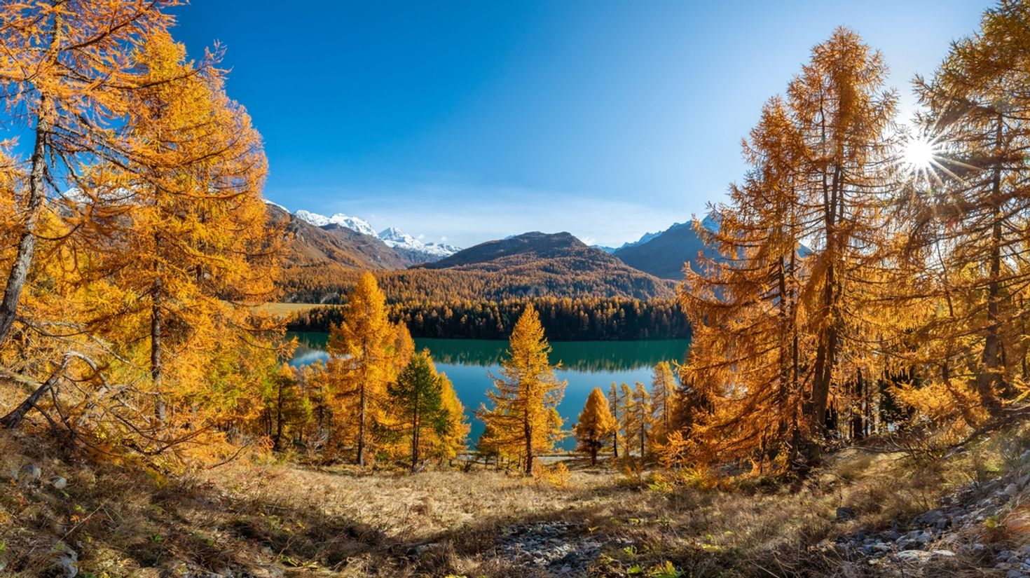 Go on amazing hikes in Engadine in Switzerland in October.