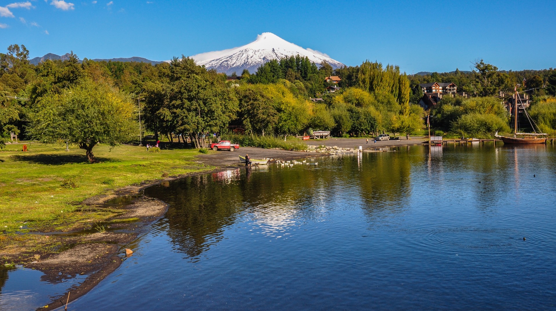 The snowy Villarrica Volcano in Pucon, Chile Villarrica Volcano in Pucon, Chile is probably the most notable volcano in the country.
