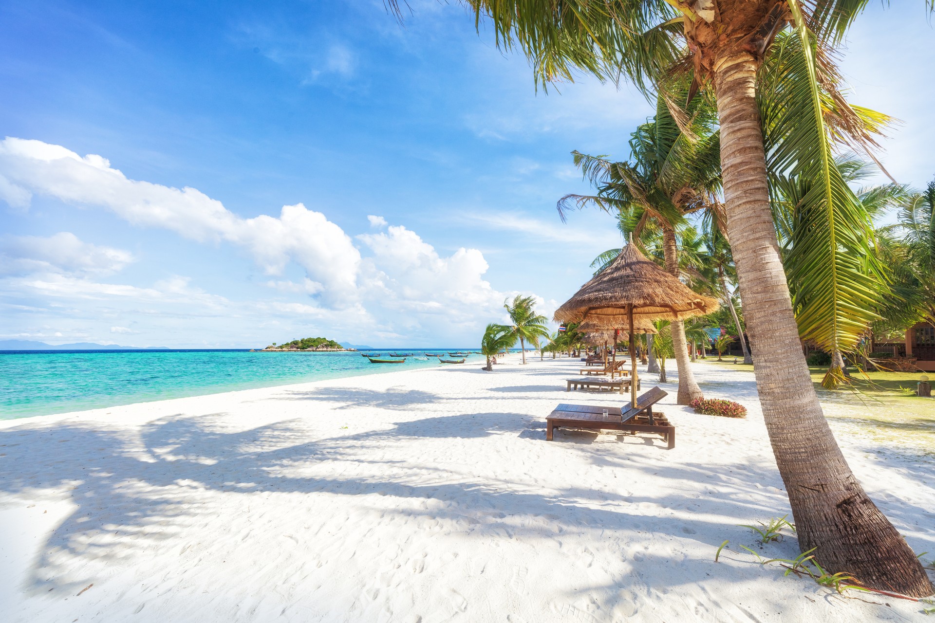 Rent your own bungalow on the pristine beaches of Koh Lipe in Thailand during February. View of Koh Lipe beach in Thailand in February.