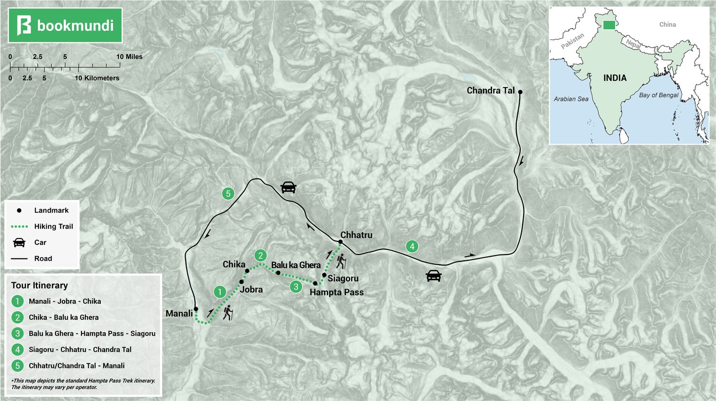 Hampta Pass Trek Map