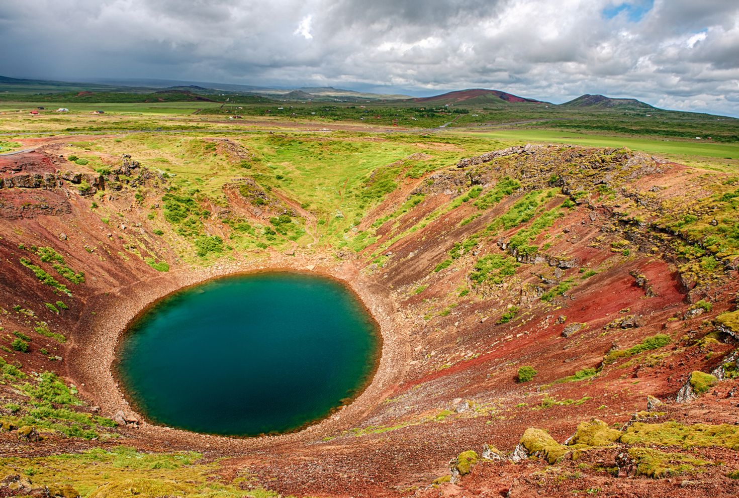 The Kerid Crater is a lake in a volcanic crater in Iceland